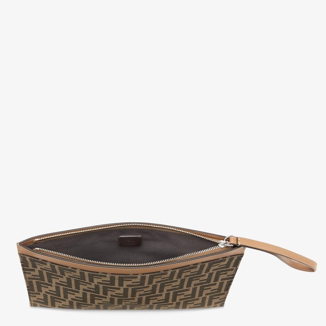 FF Jacquard Flat Pouch MediumBrown fabric pouch Product Image