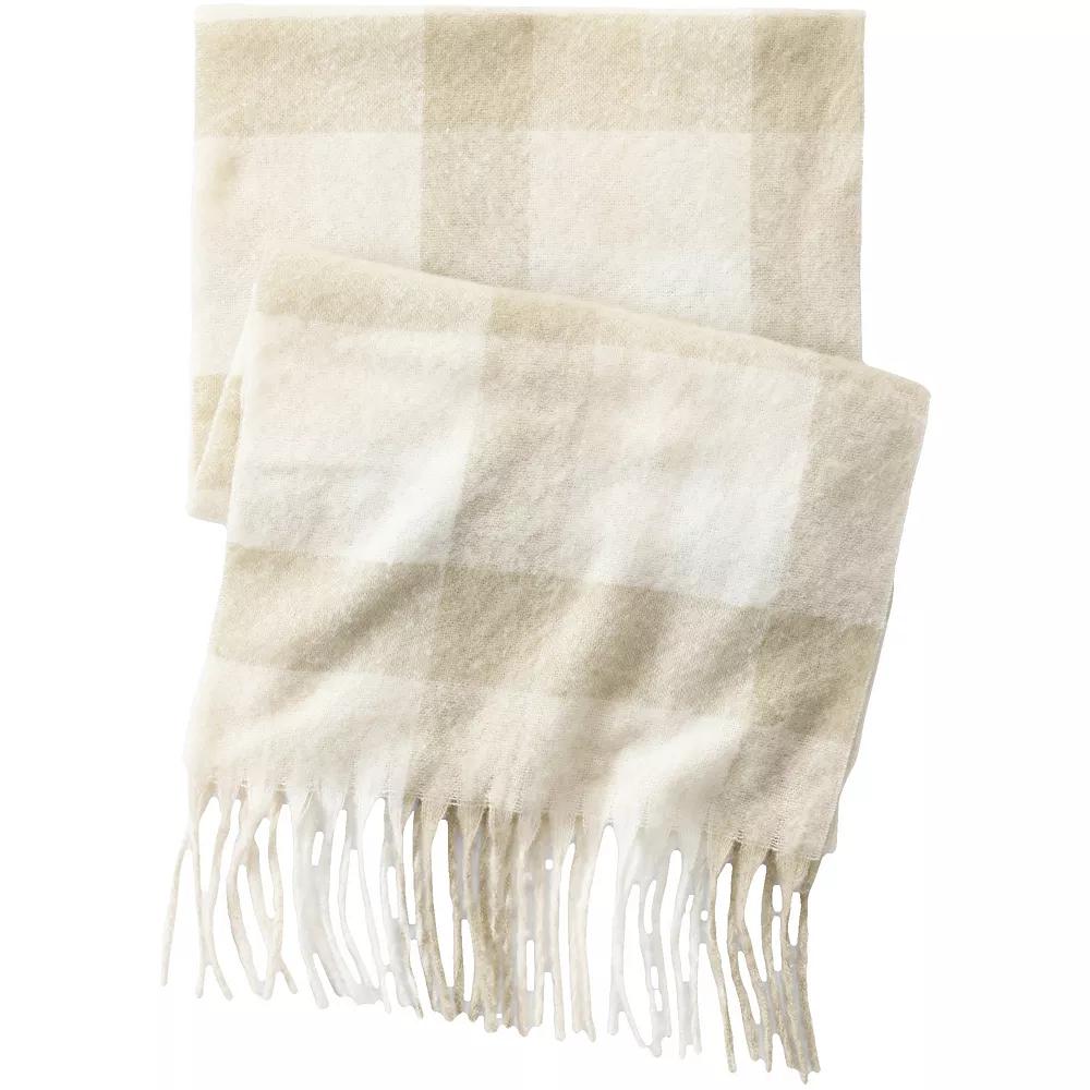 Women's Lands' End Brushed Blanket Scarf, Alabaster Check Product Image