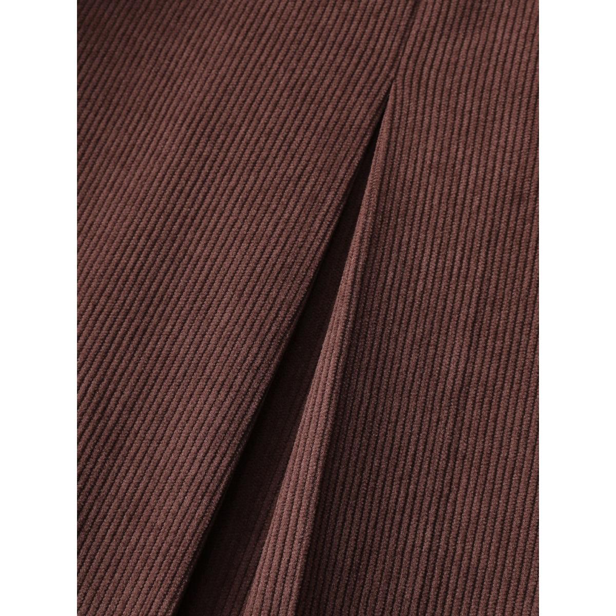 Plus Size Pleated Waist-Defining Midi Skirt Women DarkBrown Retro Bodycon Low stretch Slanted pocket Elegant Skirts BloomChic 14-16/1X Product Image