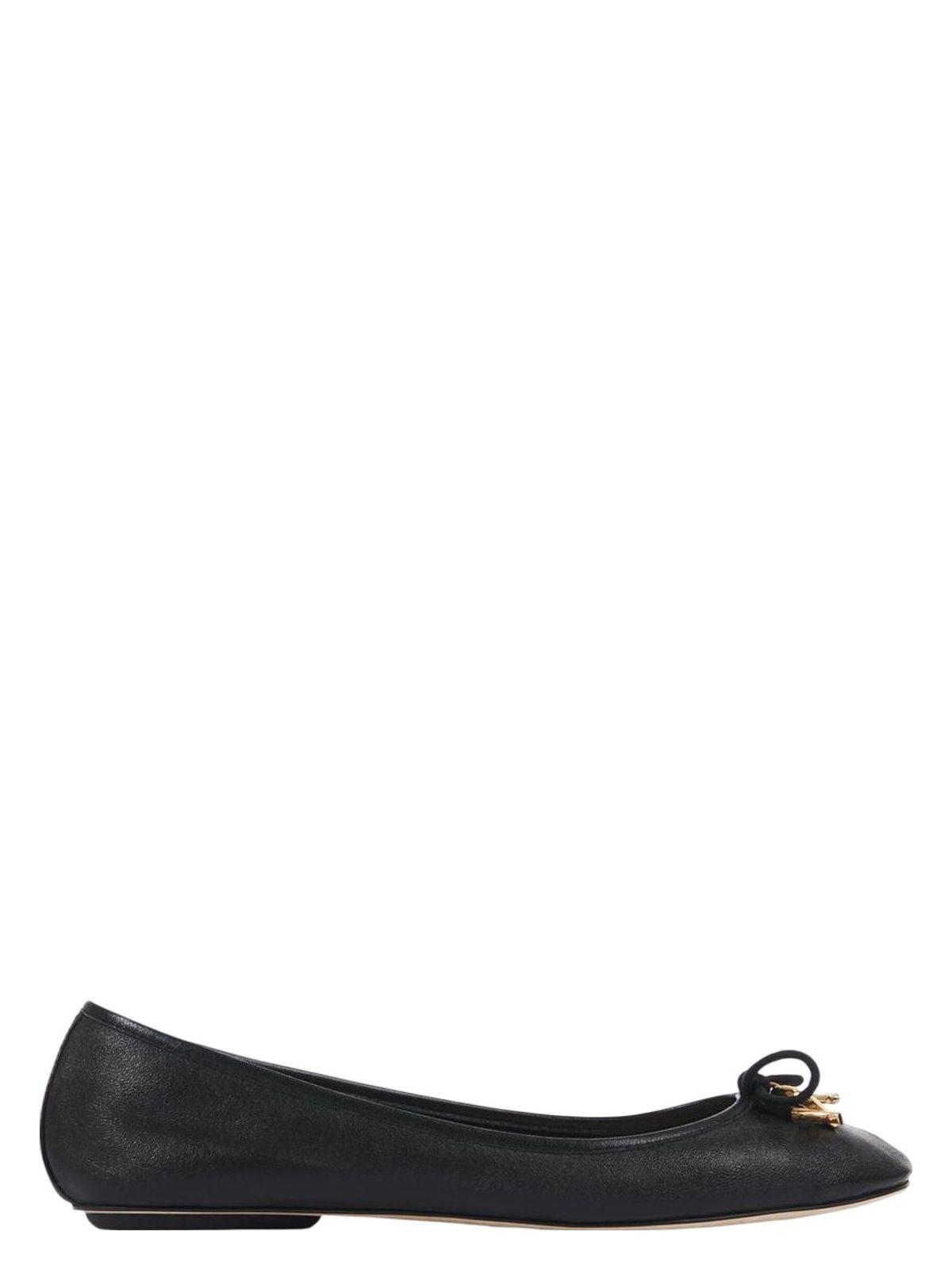 CHLOÉ Bow Detail Round Toe Flat Sole Ballerina Shoes In Black Product Image