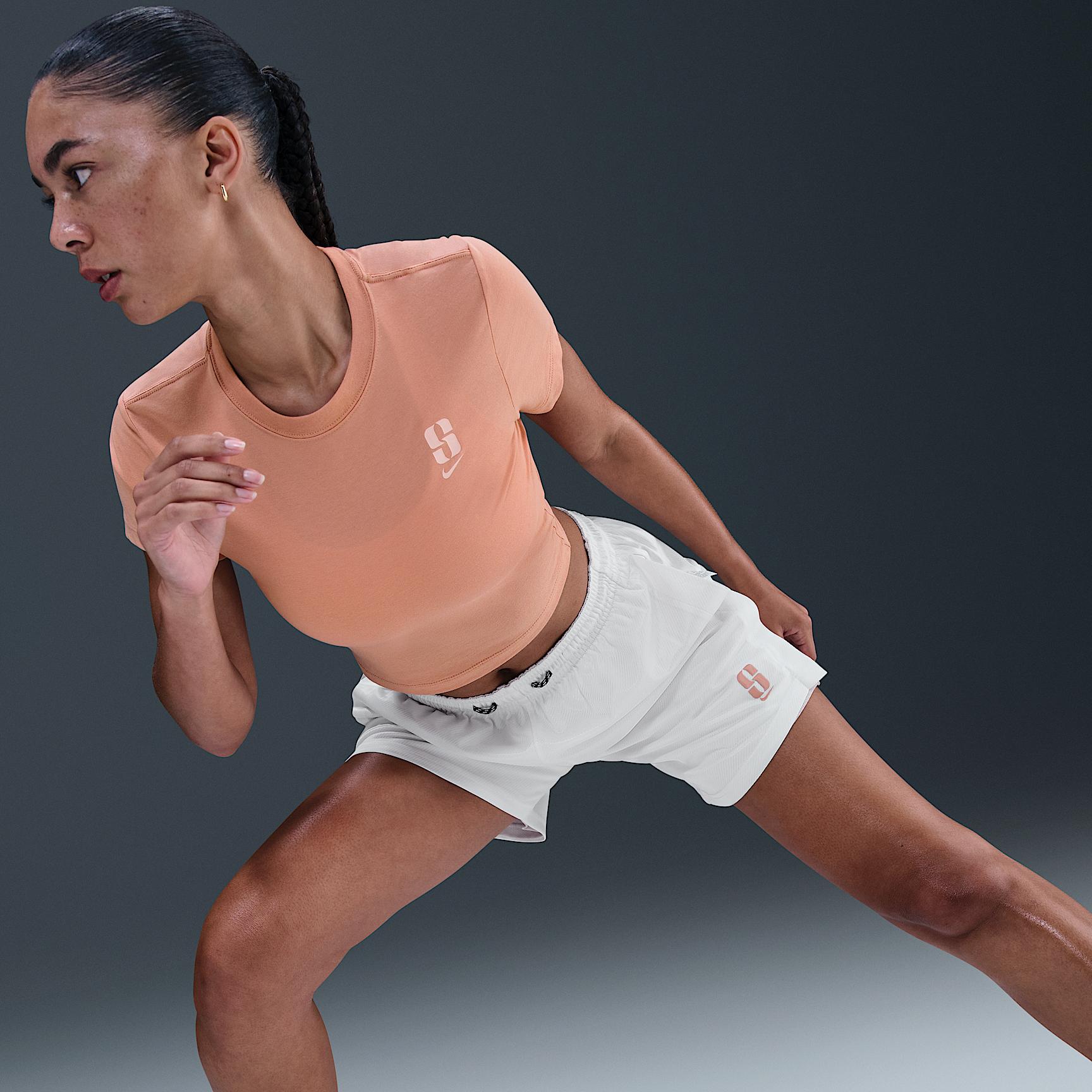 Nike Womens Sabrina Short-Sleeve Cropped T-Shirt | HV6990-415 Product Image