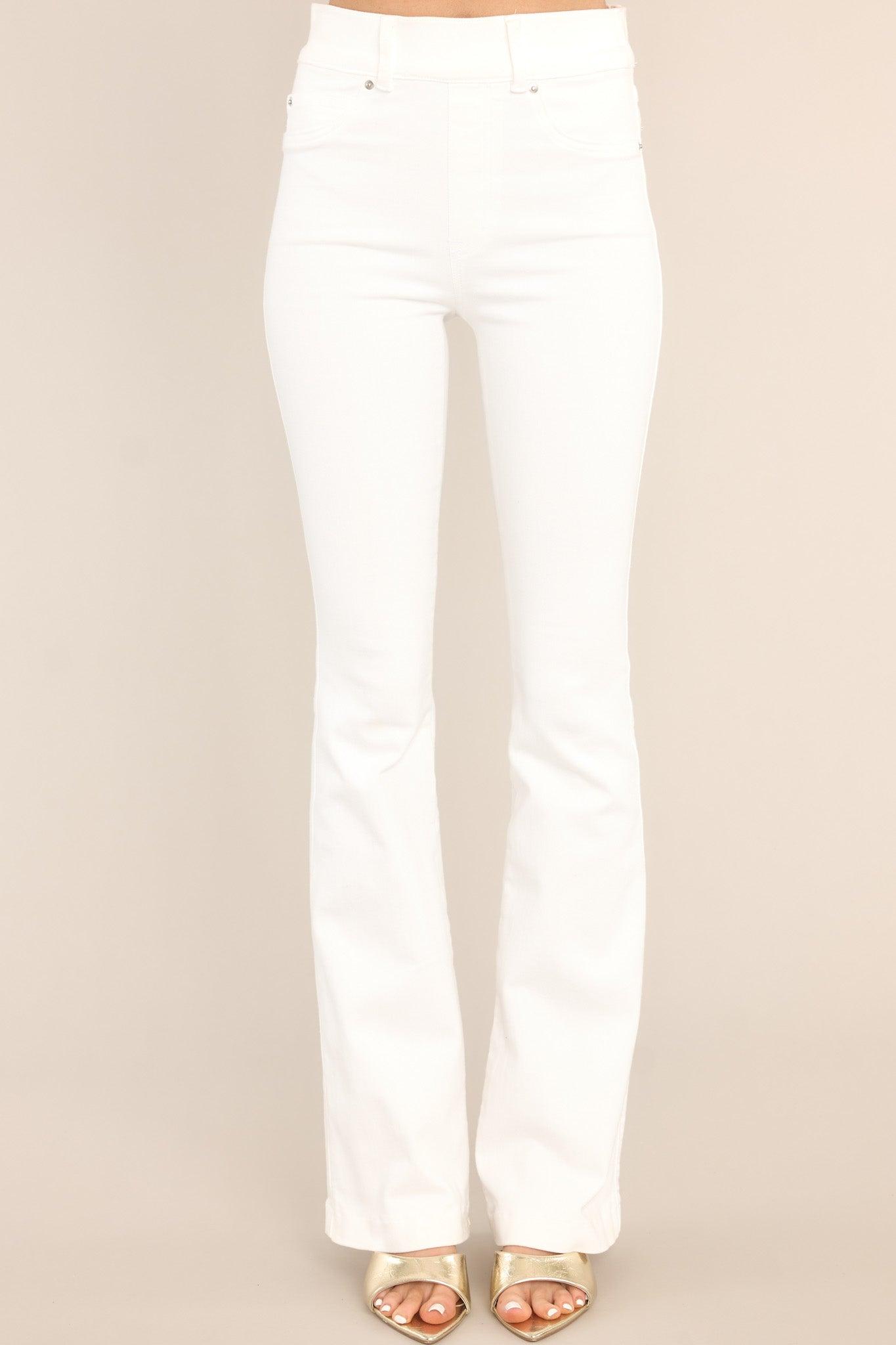Stretch Pull On White Flare Jeans Product Image