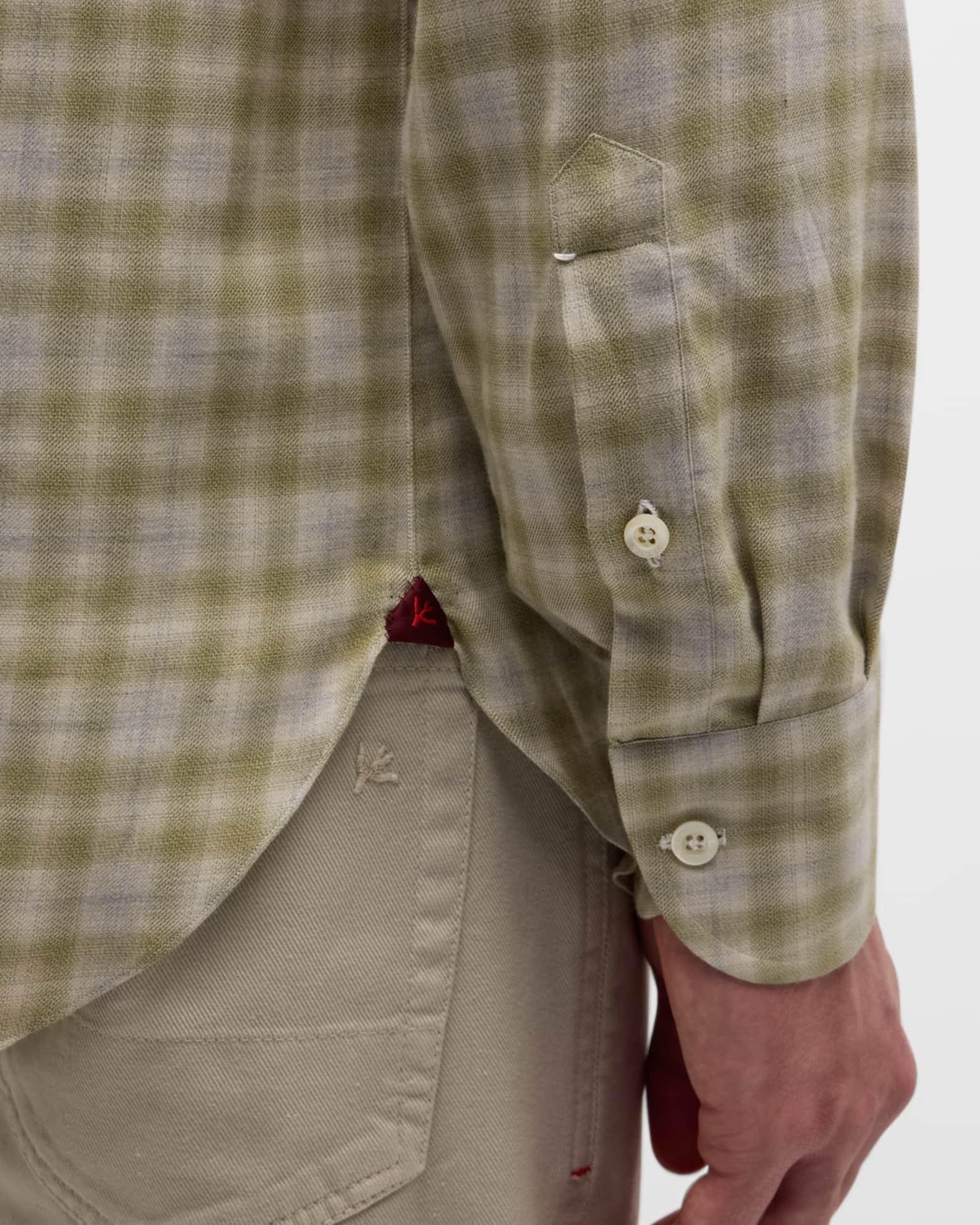 Men's Cotton-Cashmere Plaid Casual Button-Down Shirt Product Image