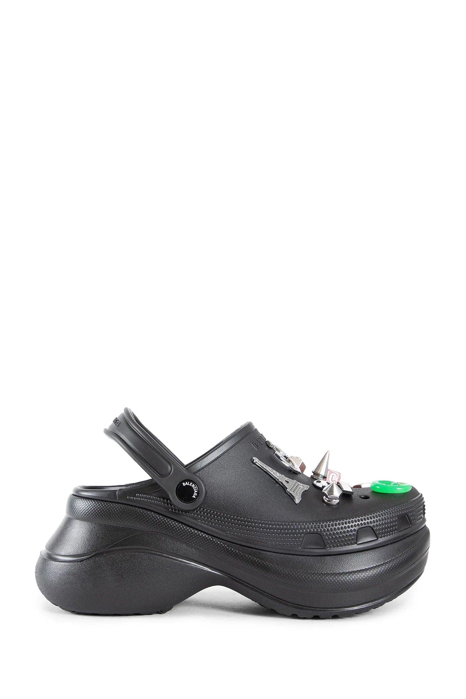 BALENCIAGA Platform Sandals Embellished Ventilation Holes In Black Product Image