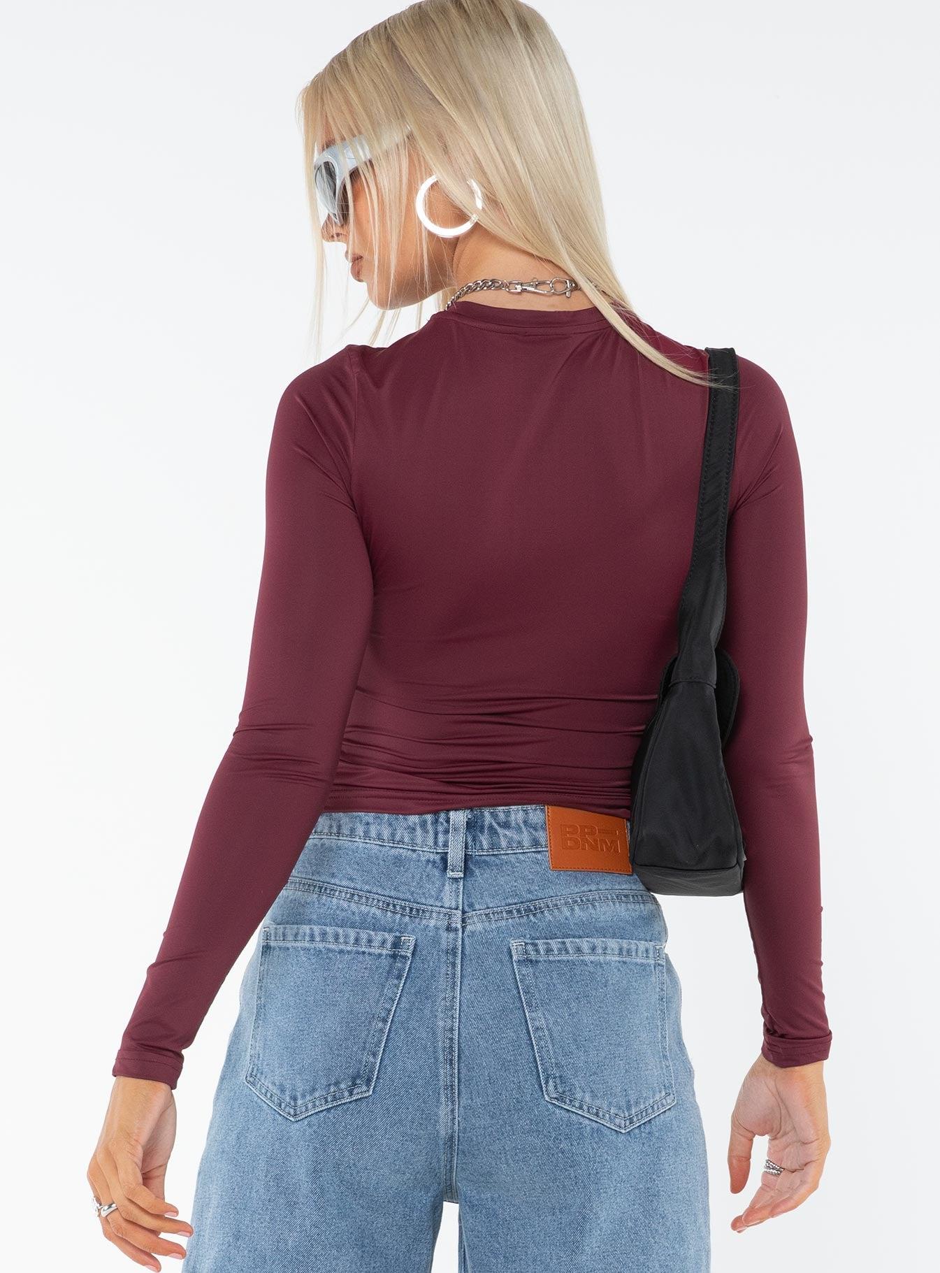 Arnim Long Sleeve Top Wine Product Image