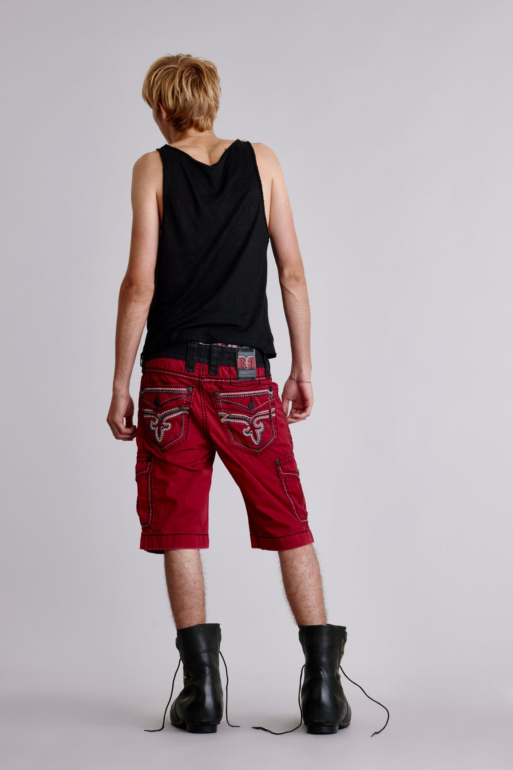 Red Cargo Shorts Male Product Image