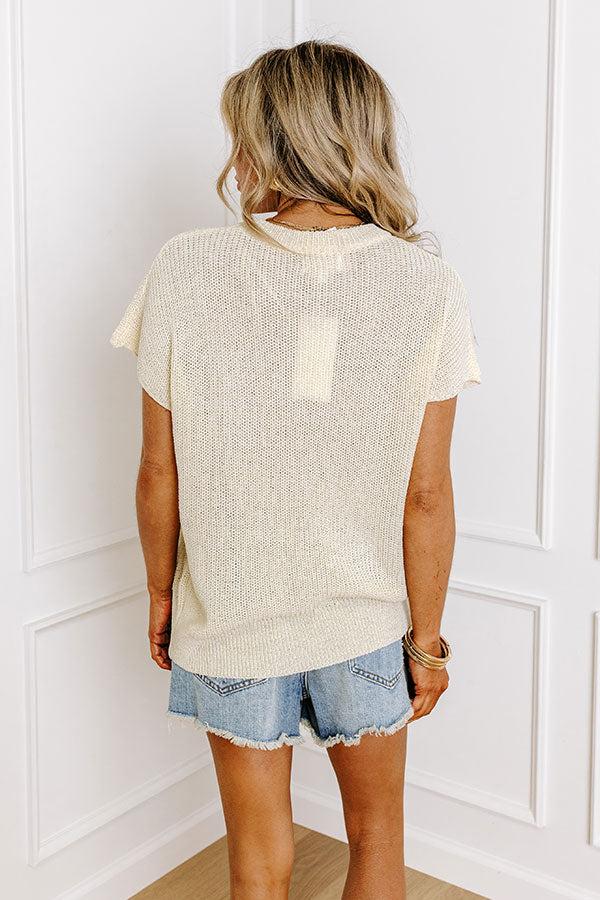 Boho Blooms Knit Top in Cream Product Image