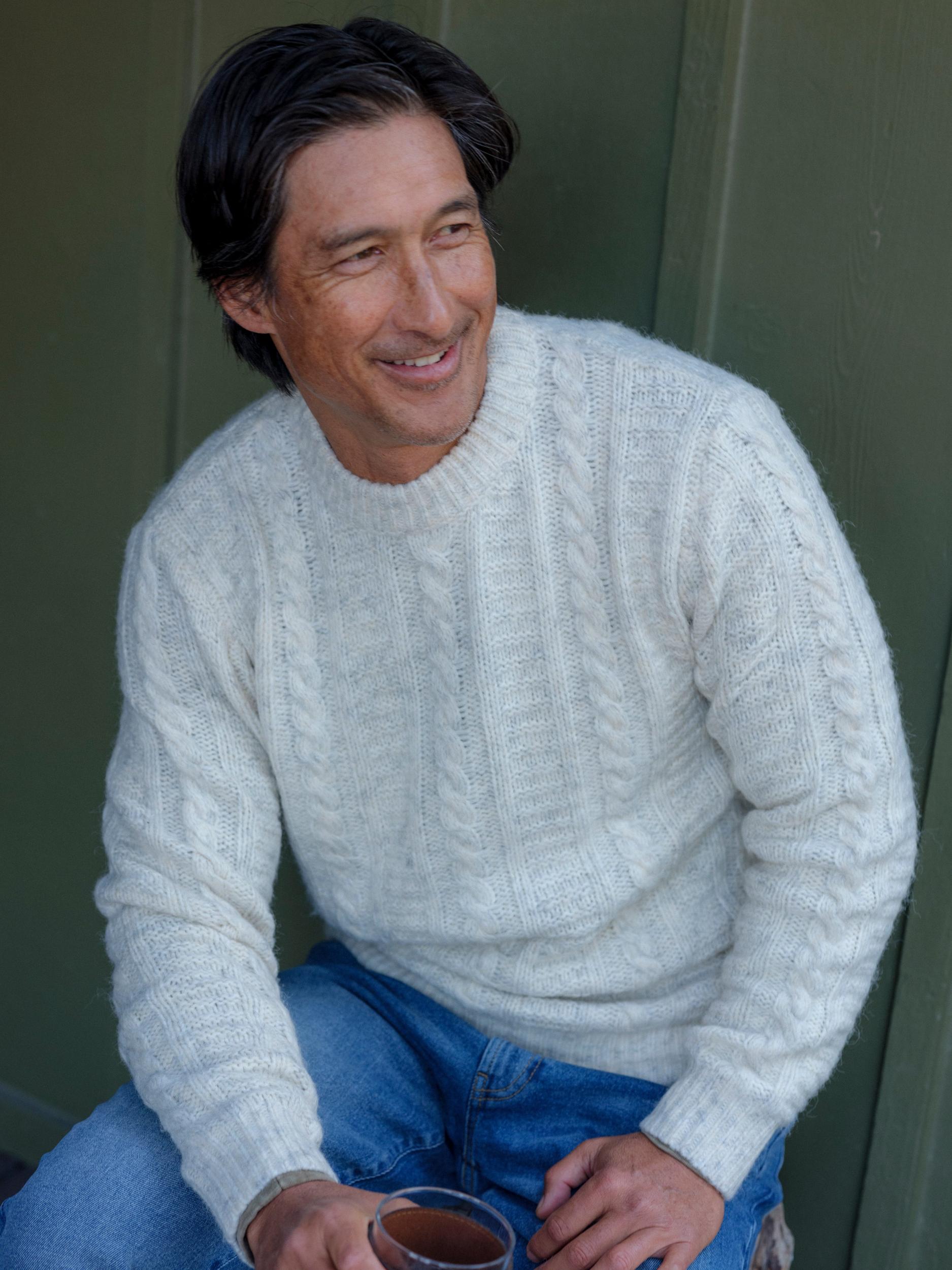 Collegiate Cable Crew - Antique White Product Image