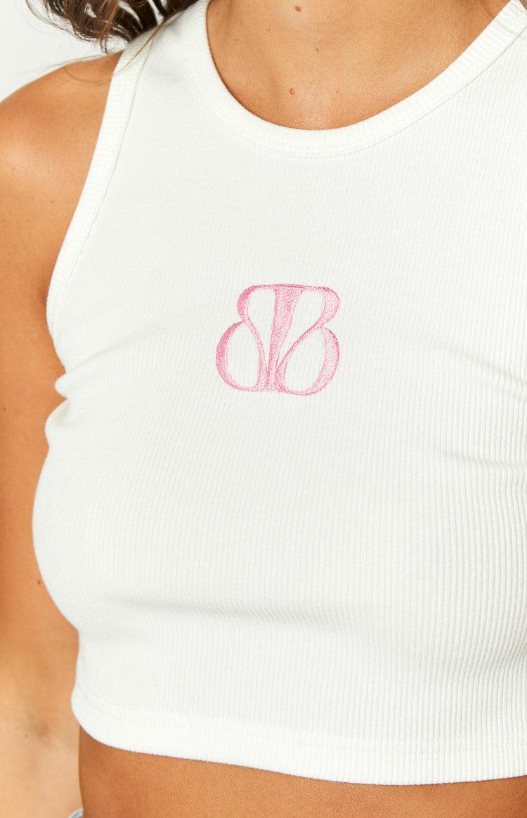 BB White Embroidered Crop Top Product Image