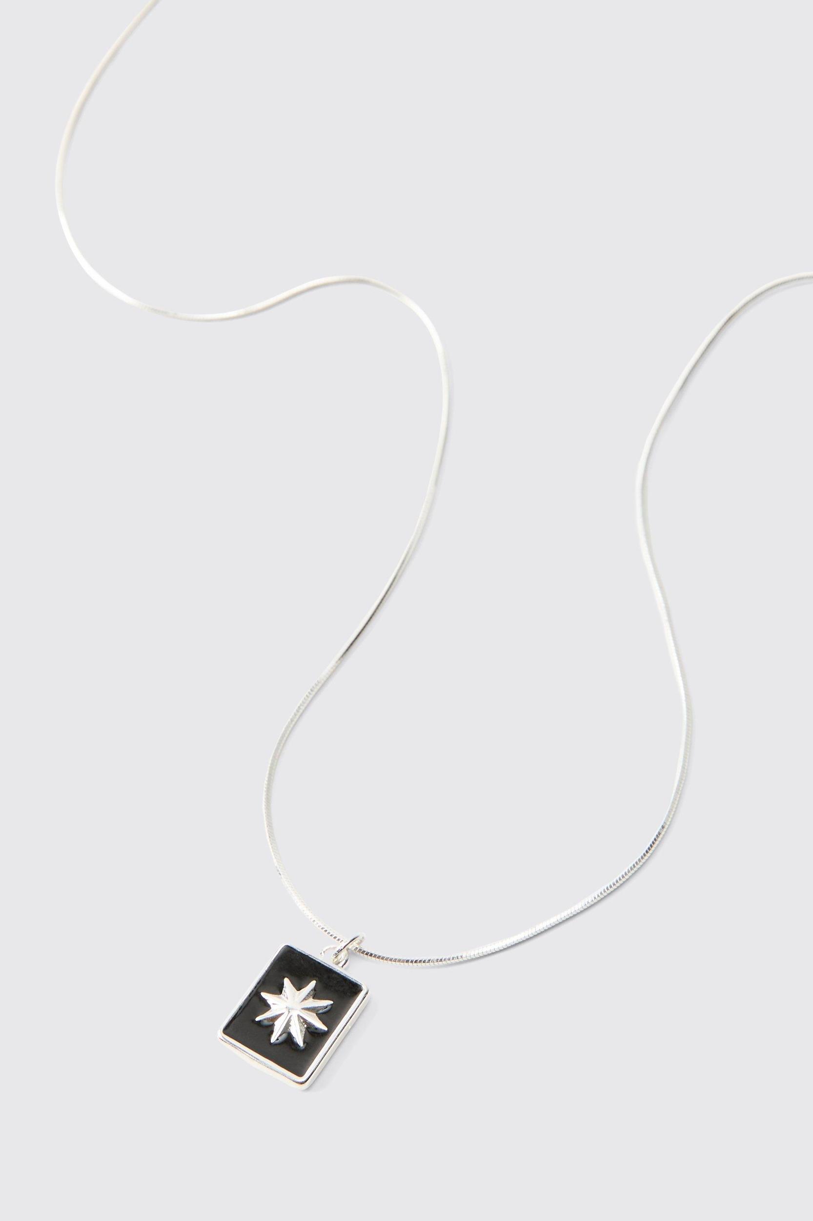Silver Pendant Necklace | boohooMAN USA Product Image