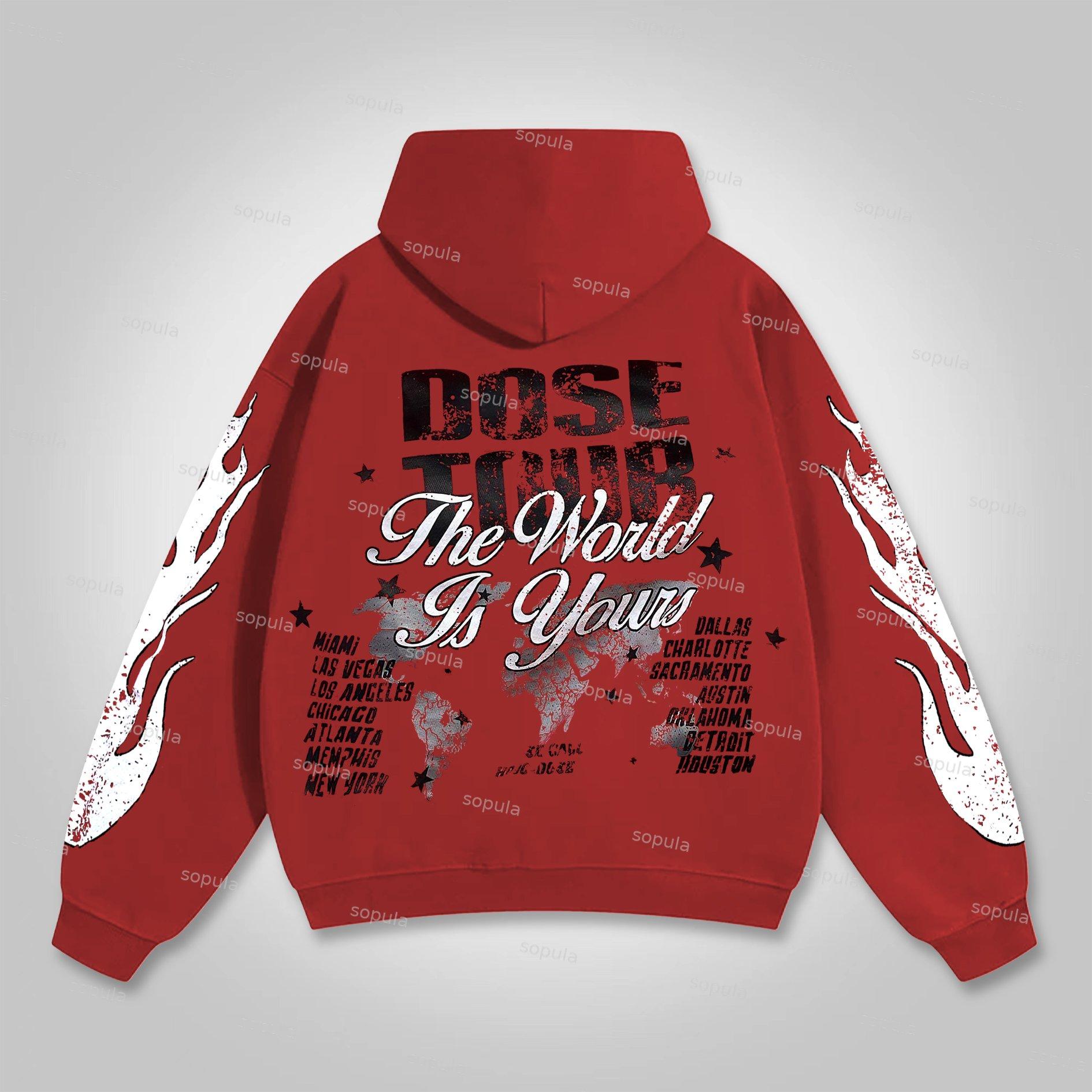 Sopula Retro Death Ride Street Pattern Pocket Hoodie Product Image