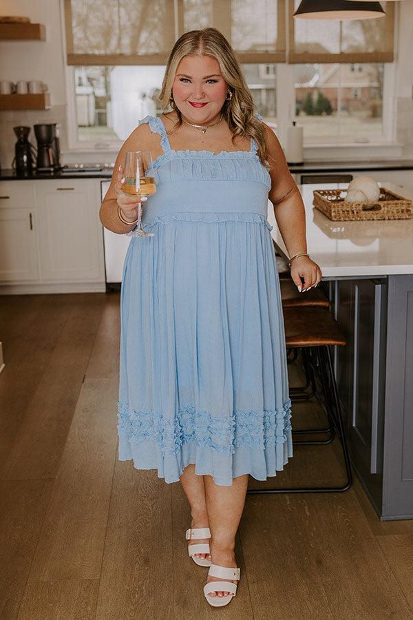 Bayside Bliss Ruffle Midi in Sky Blue Curves Product Image