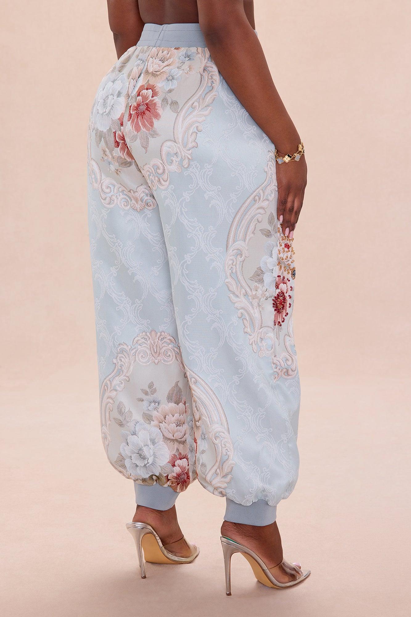 Riannon Embellished Jacquard Pant - Grey Female Product Image