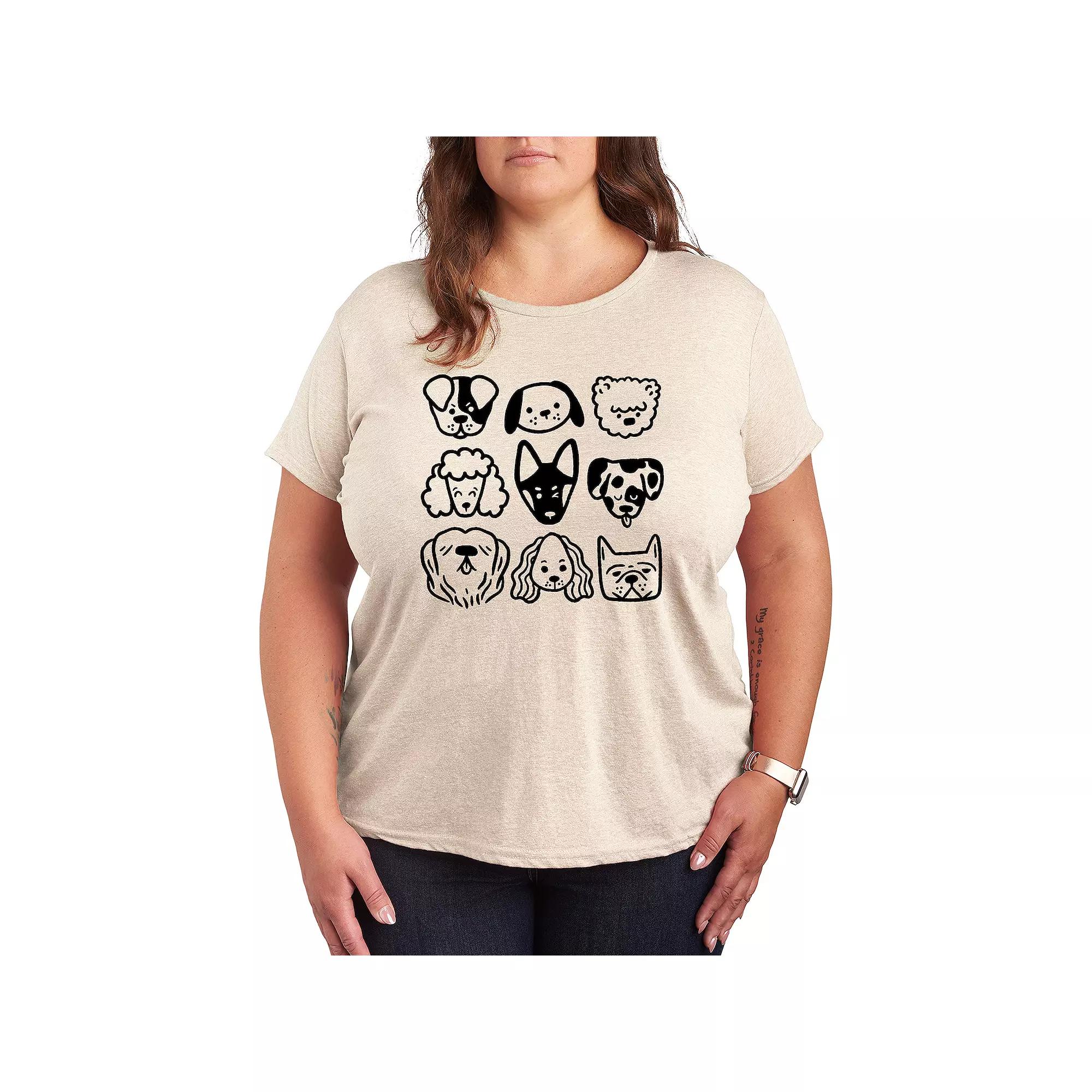 Plus Dog Faces Grid Graphic Tee, Women's,  Product Image