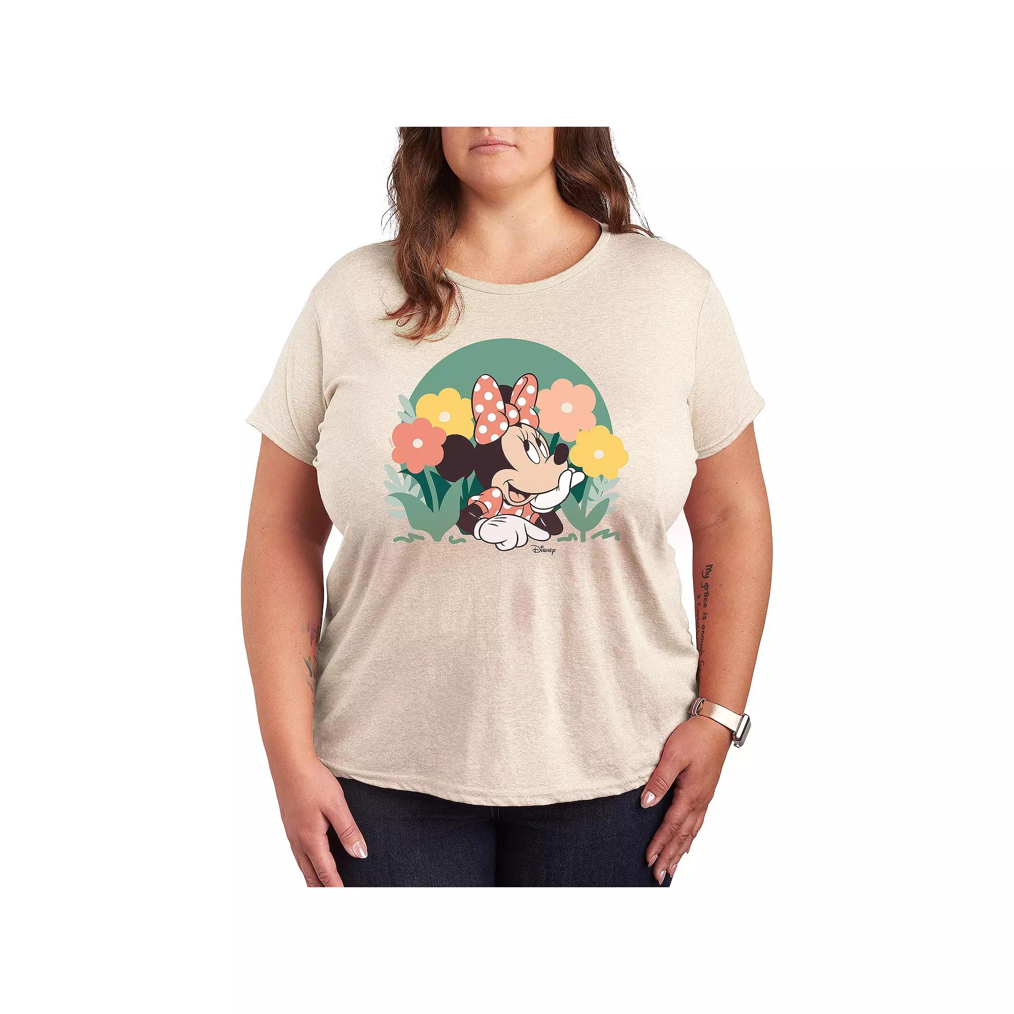 Disney's Minnie Mouse Plus Flowers Graphic Tee, Women's,  Product Image