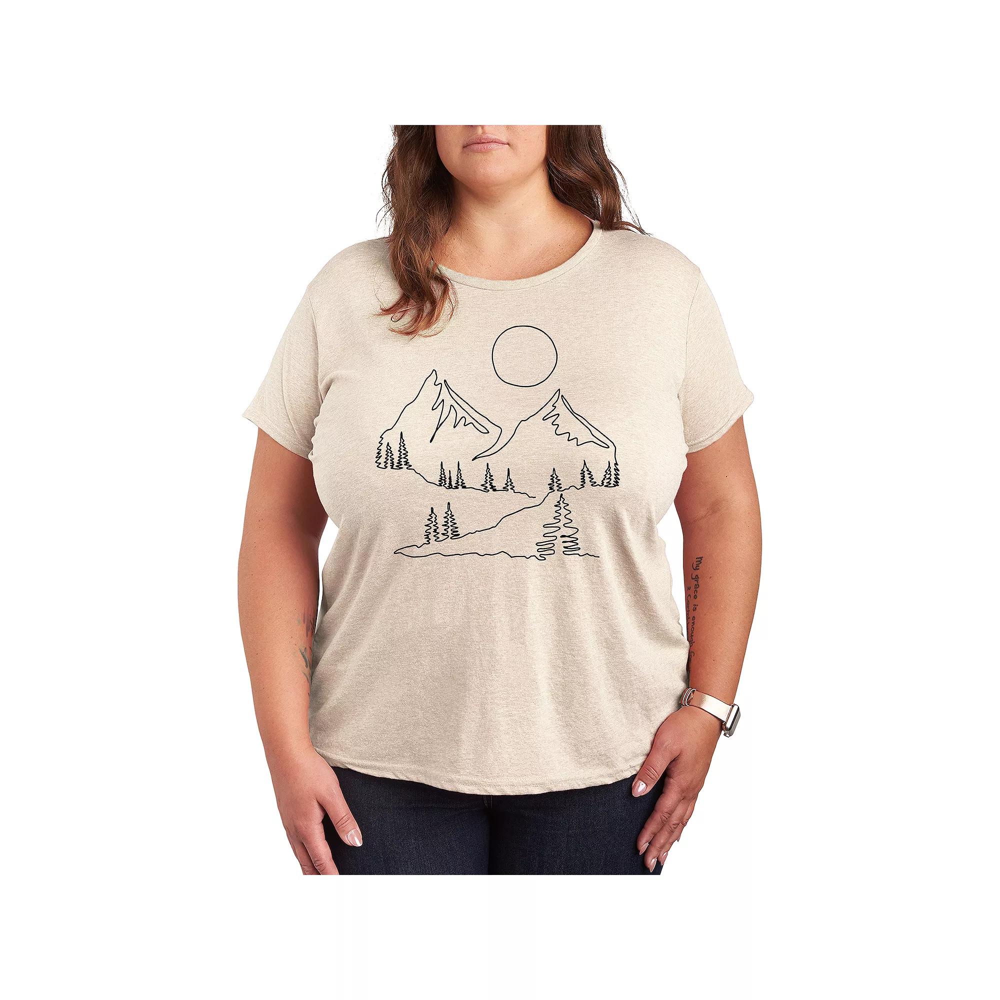 Plus Mountain Line Drawing Graphic Tee, Women's,  Product Image