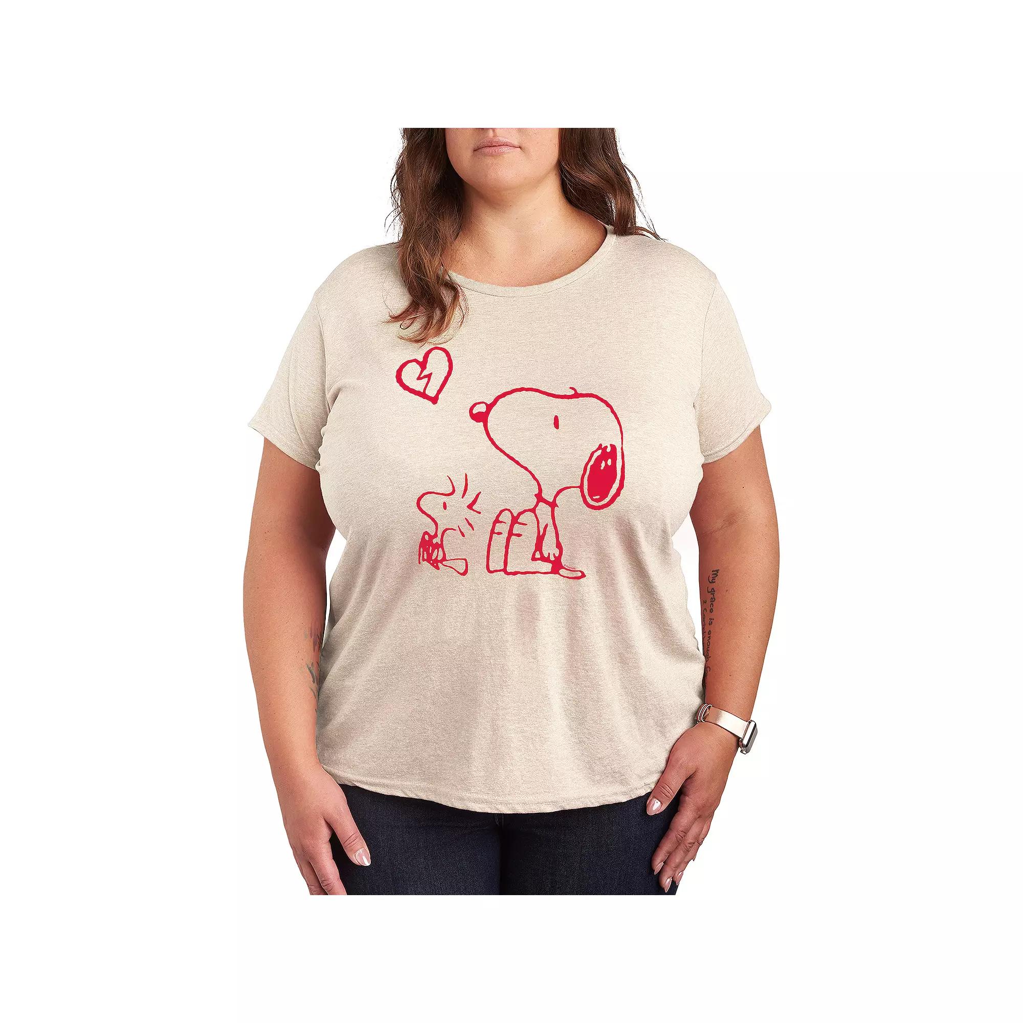 Plus Peanuts Snoopy & Woodstock Broken Heart Graphic Tee, Women's,  Product Image