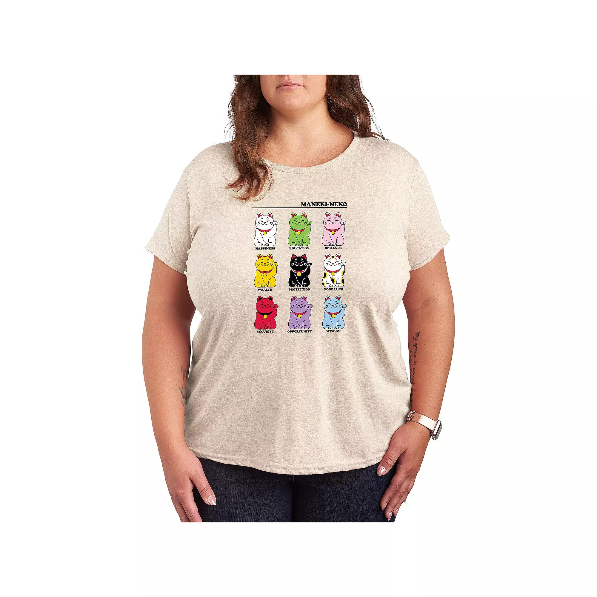 Plus Lucky Cat Grid Graphic Tee, Women's,  Product Image