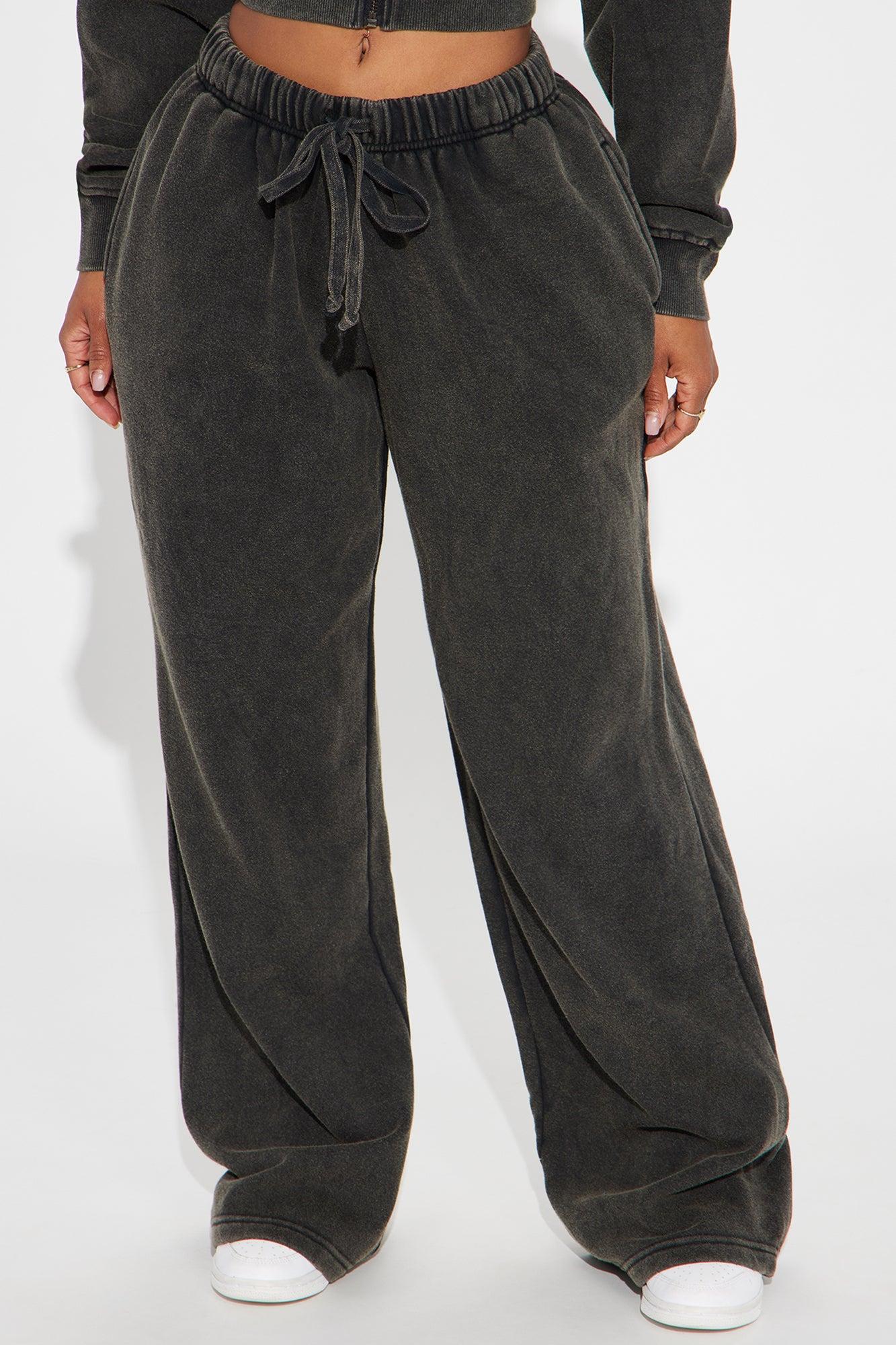 Baddie Washed Wide Leg Pant - Black Wash Product Image