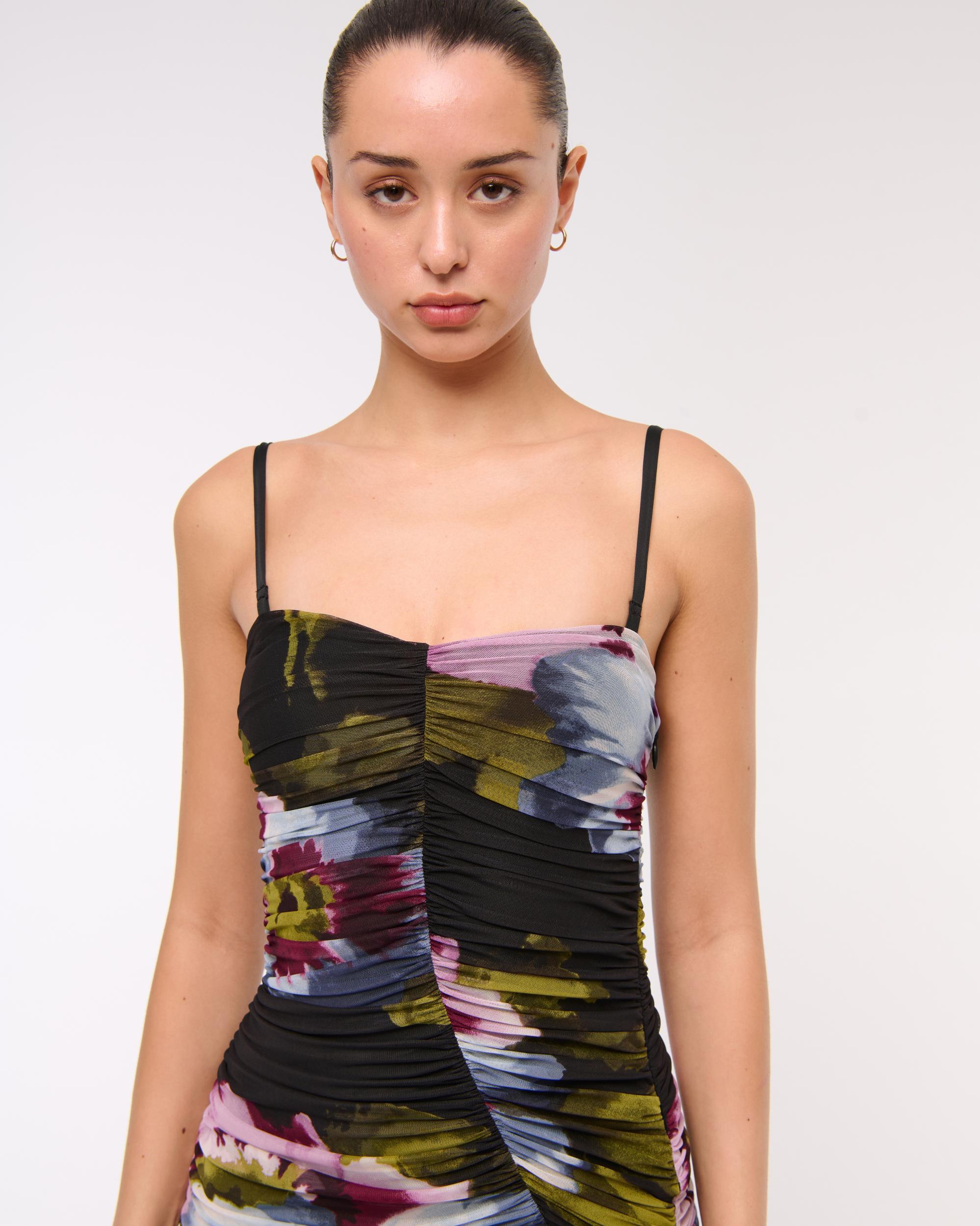 Mesh Strapless Ruched Maxi Dress Product Image