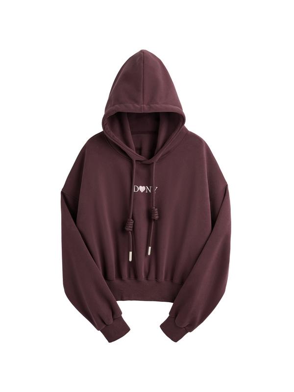 Letter Print Drawstring Design Sweatshirt Product Image