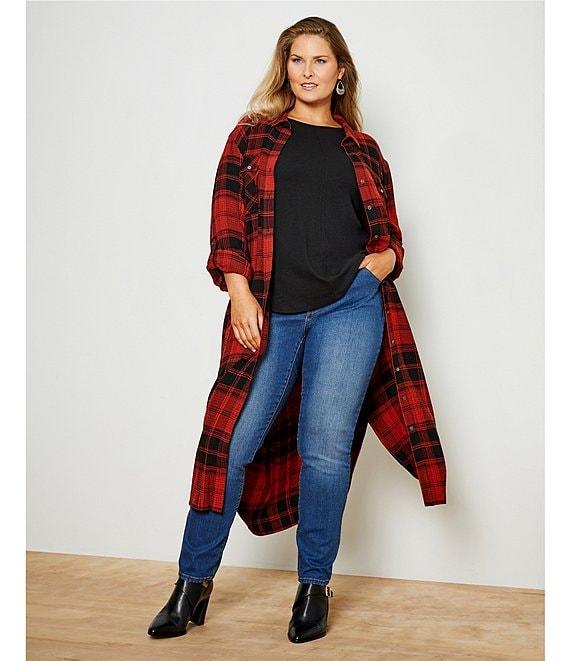 Westbound Plus Size Knit 3/4 Sleeve Crew Neck Tee Shirt Product Image