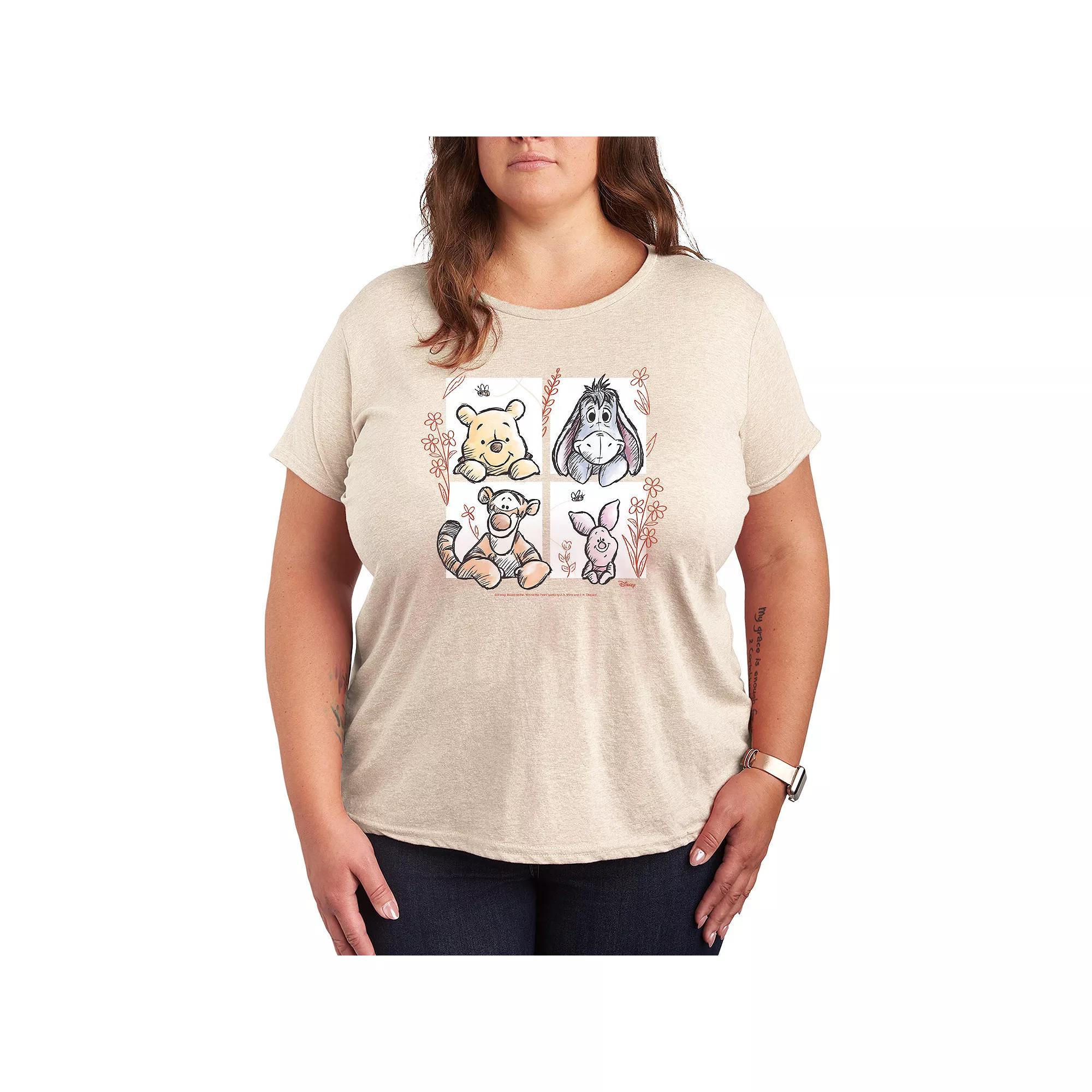 Disney's Winnie The Pooh Floral Grid Graphic Tee, Women's,  Product Image