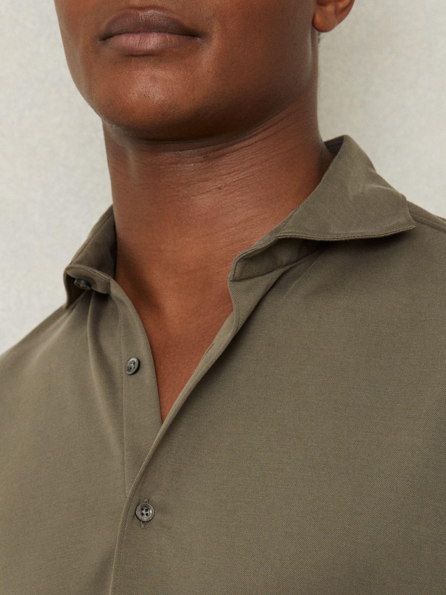 Modal Blend Cutaway Collar Shirt in Khaki Product Image