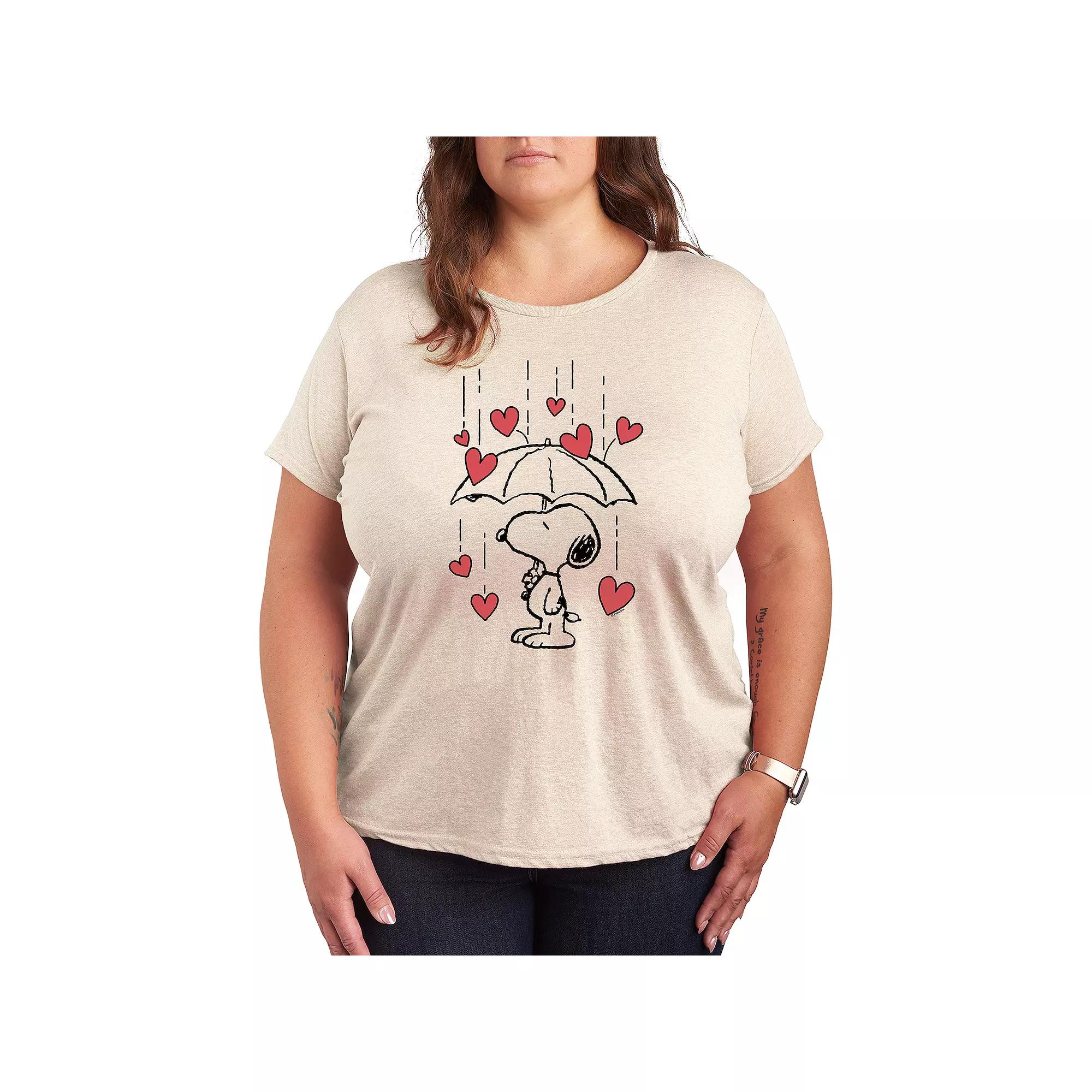 Plus Peanuts Snoopy Heart Rain Graphic Tee, Women's,  Product Image