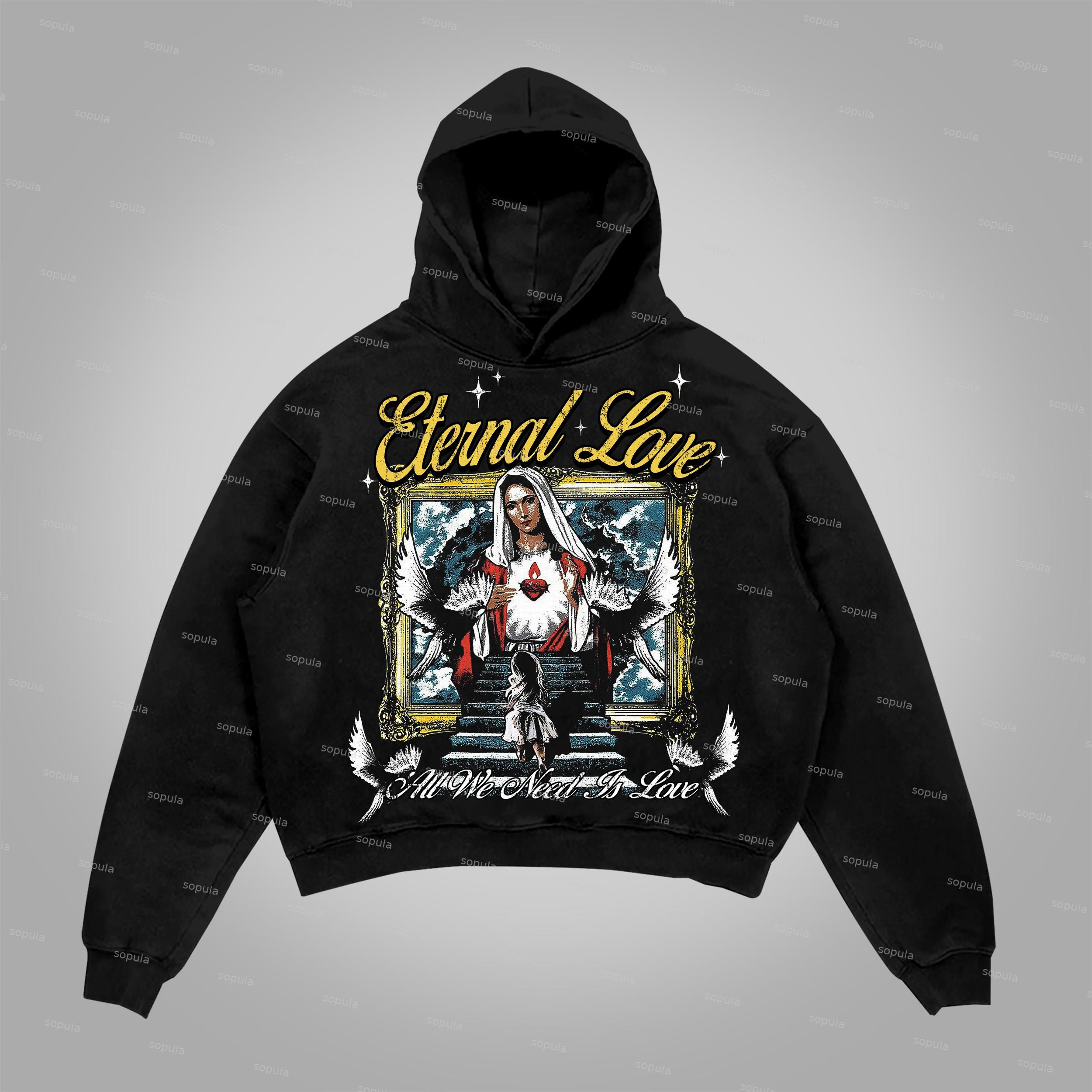 Sopula All We Need Is Love Graphic Print Hoodie Product Image