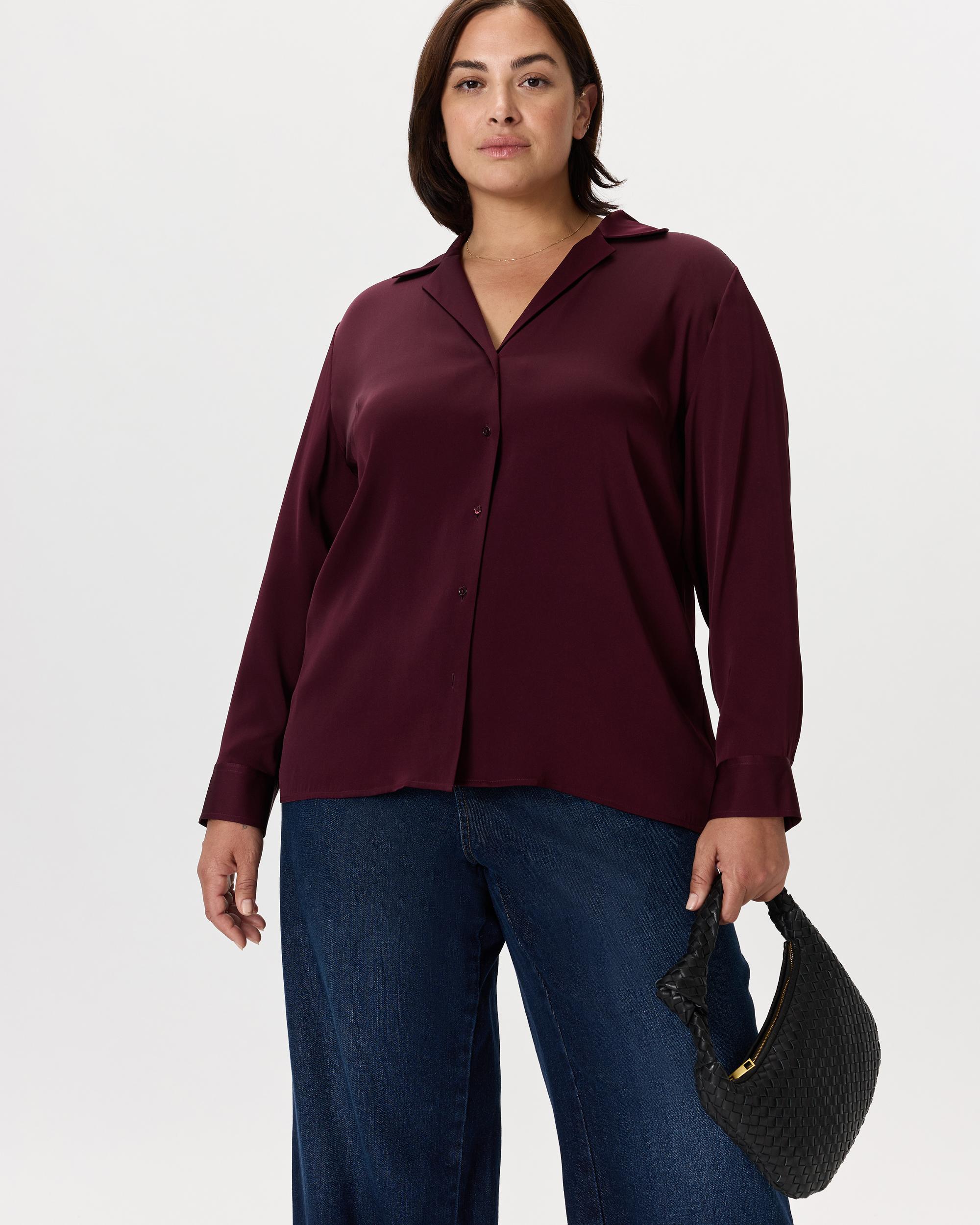 Quince | Women's Washable Stretch Silk Notch Collar Blouse Product Image