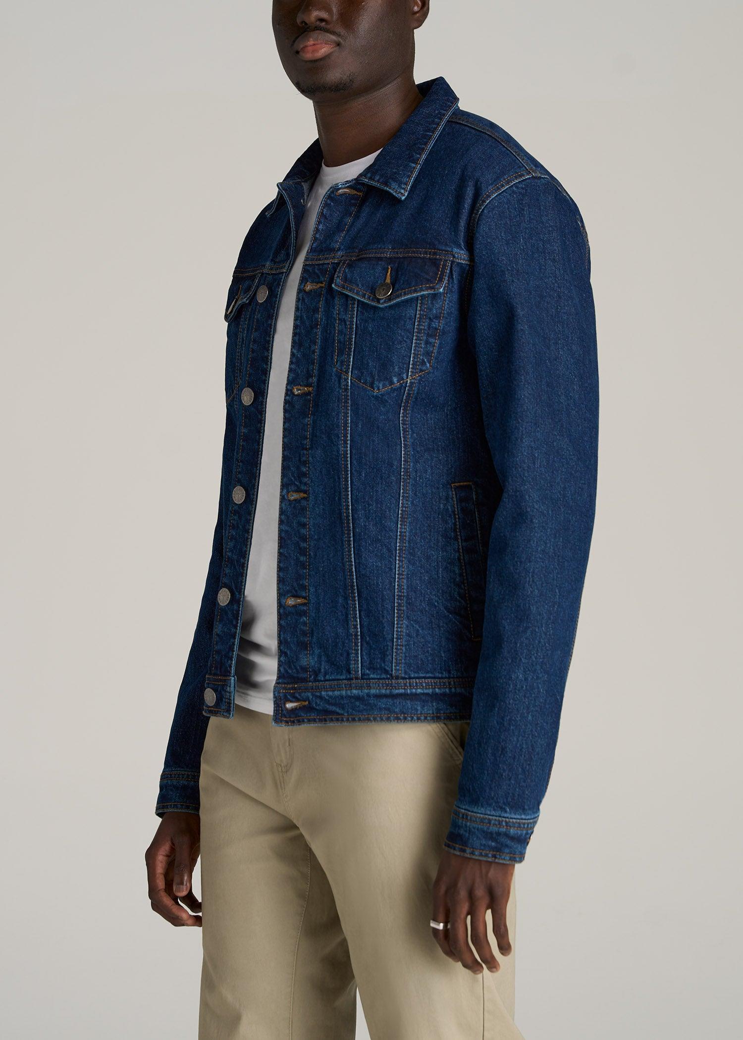 Denim Trucker Jacket for Tall Men in Mid Ocean Blue Male Product Image