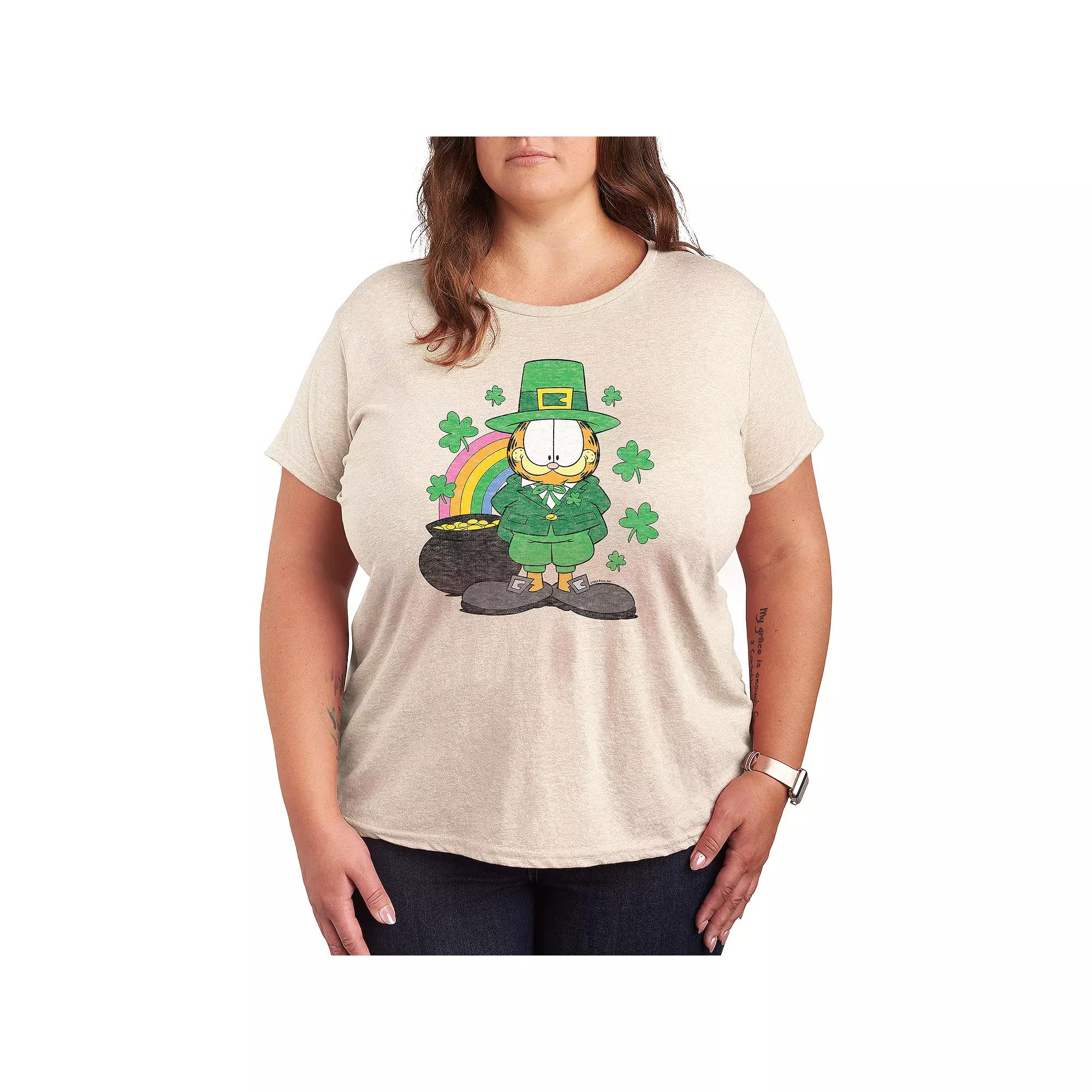 Plus Garfield Rainbow Shamrocks Graphic Tee, Women's,  Product Image