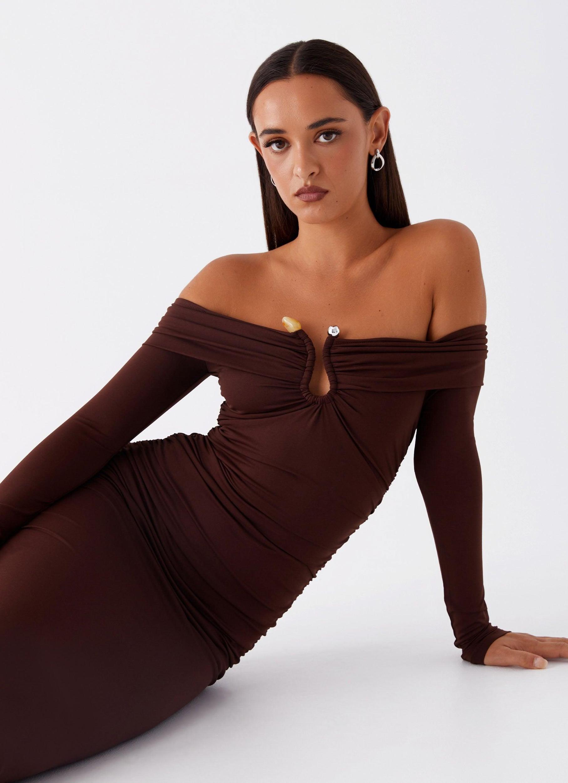 Rudy Long Sleeve Maxi Dress - Chocolate Product Image
