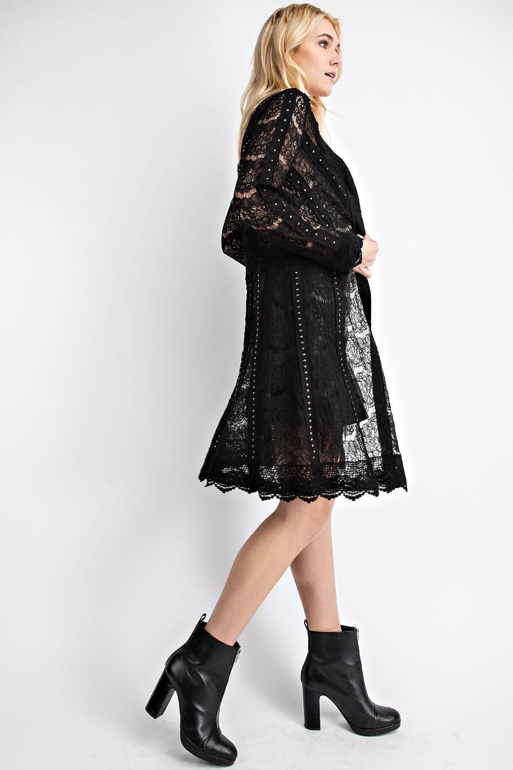 Lace Jacket With Studded Suede Details Product Image