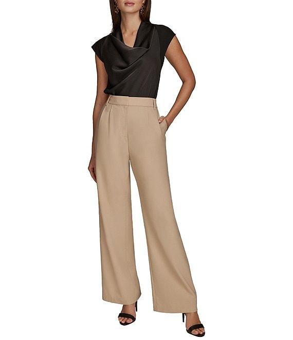Donna Karan Bi-Stretch Pleated High Rise Wide Leg Pant Product Image