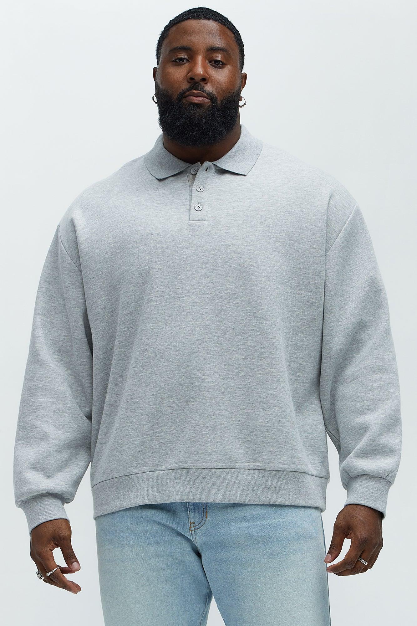 Tyson Fleece Long Sleeve Polo - Heather Grey Product Image