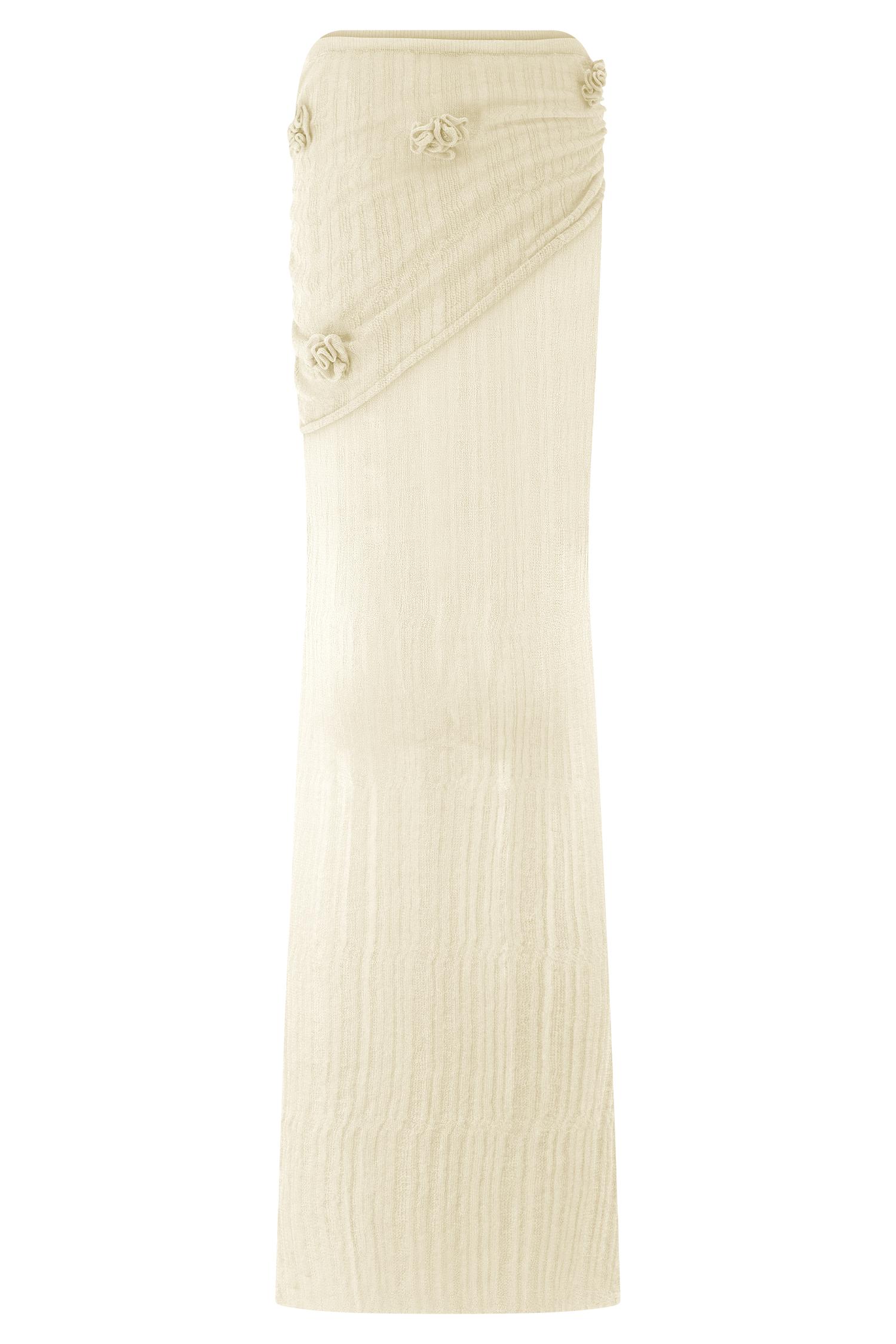 Orianna Orchid Knit Maxi Skirt - Ivory Product Image