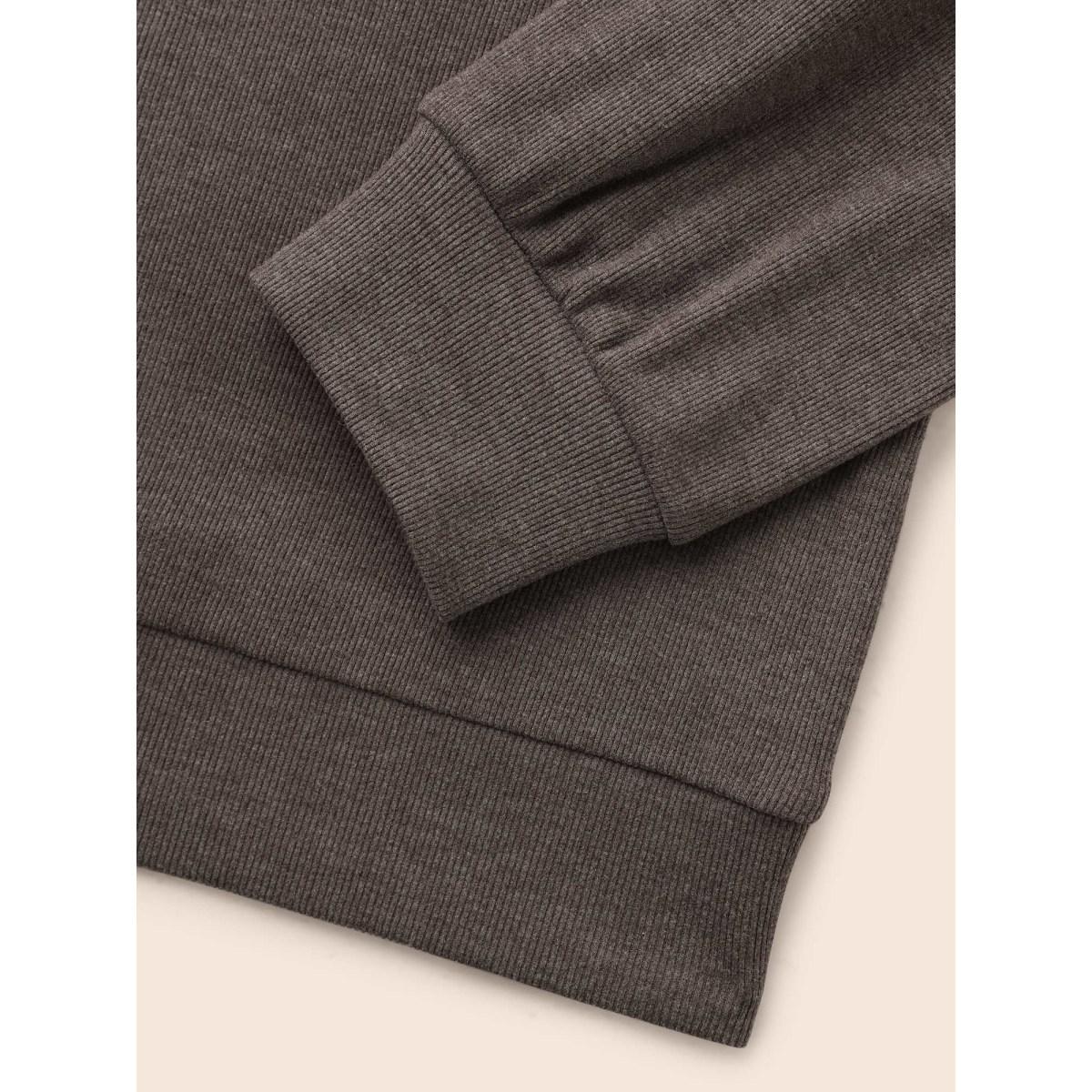 Plus Size Airy Cozy Drop Shoulder T-shirt DarkBrown Women Casual Texture Round Neck Everyday T-shirts BloomChic 28/5X Product Image