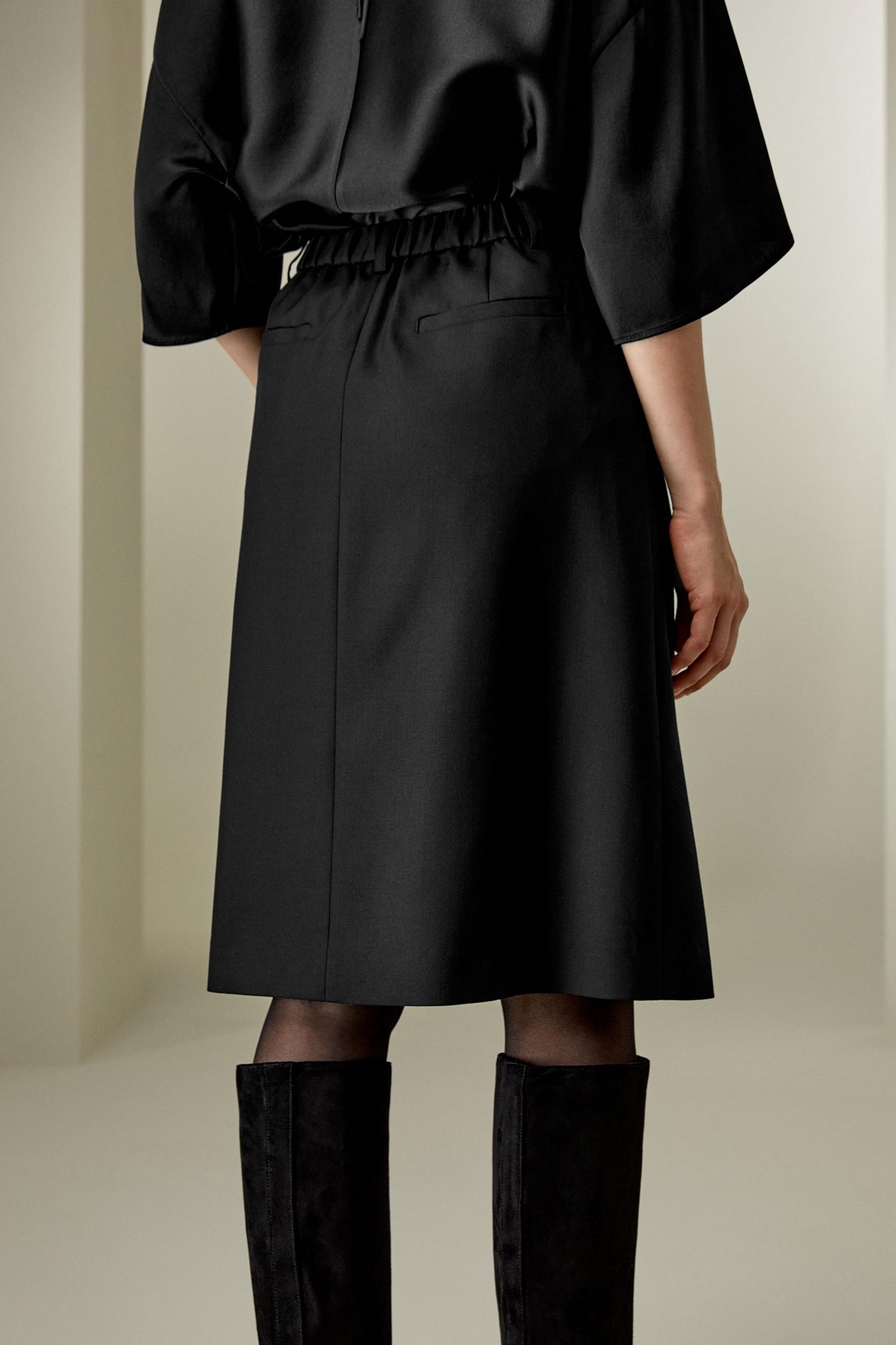 LILYSILK Womens Wool Skirt - Black Wool Silk - Perfect Wardrobe Staples Basic Style Bottoms 16 Product Image