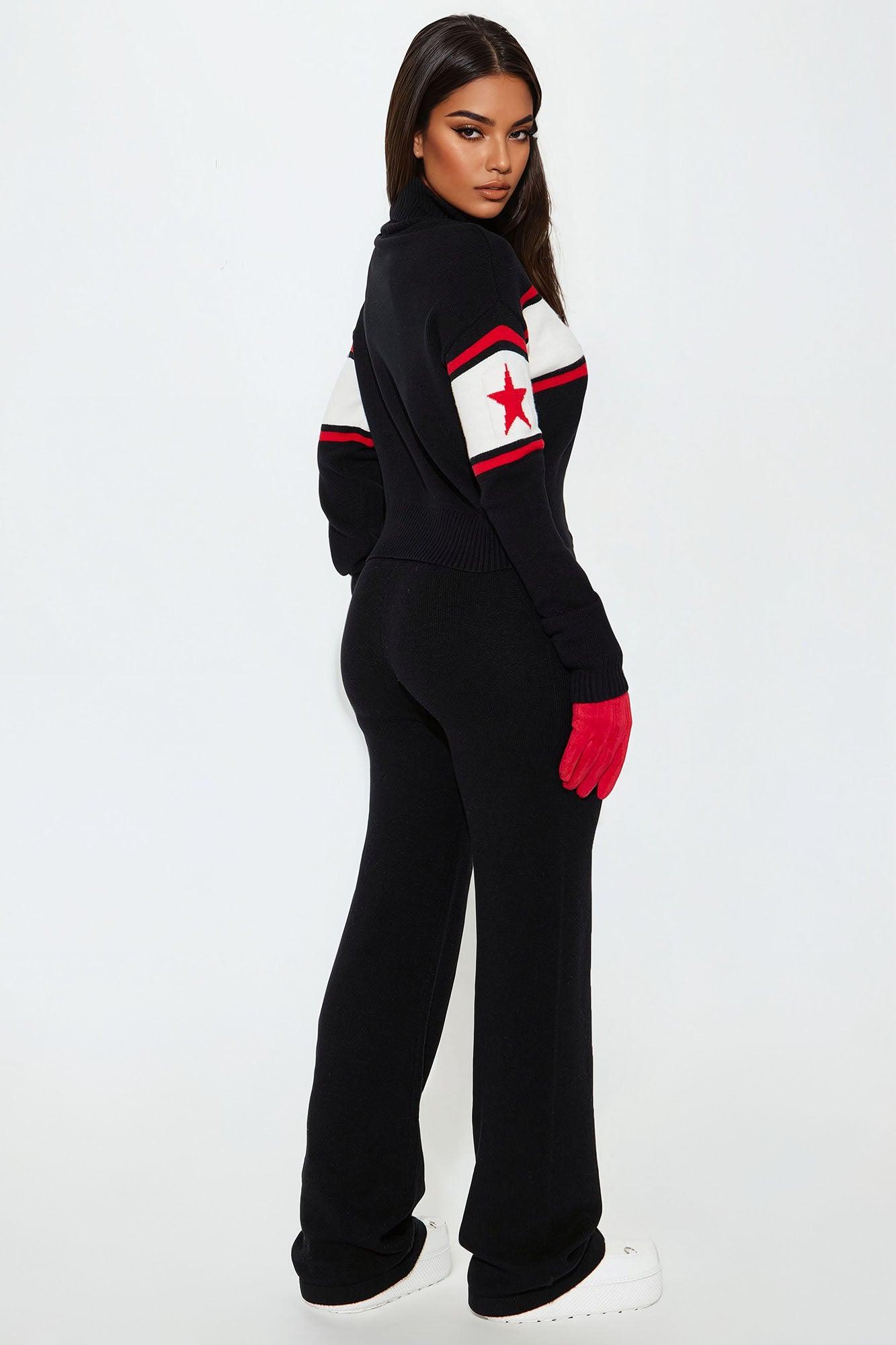 Ski Bunny Sweater Pant Set - Black Product Image