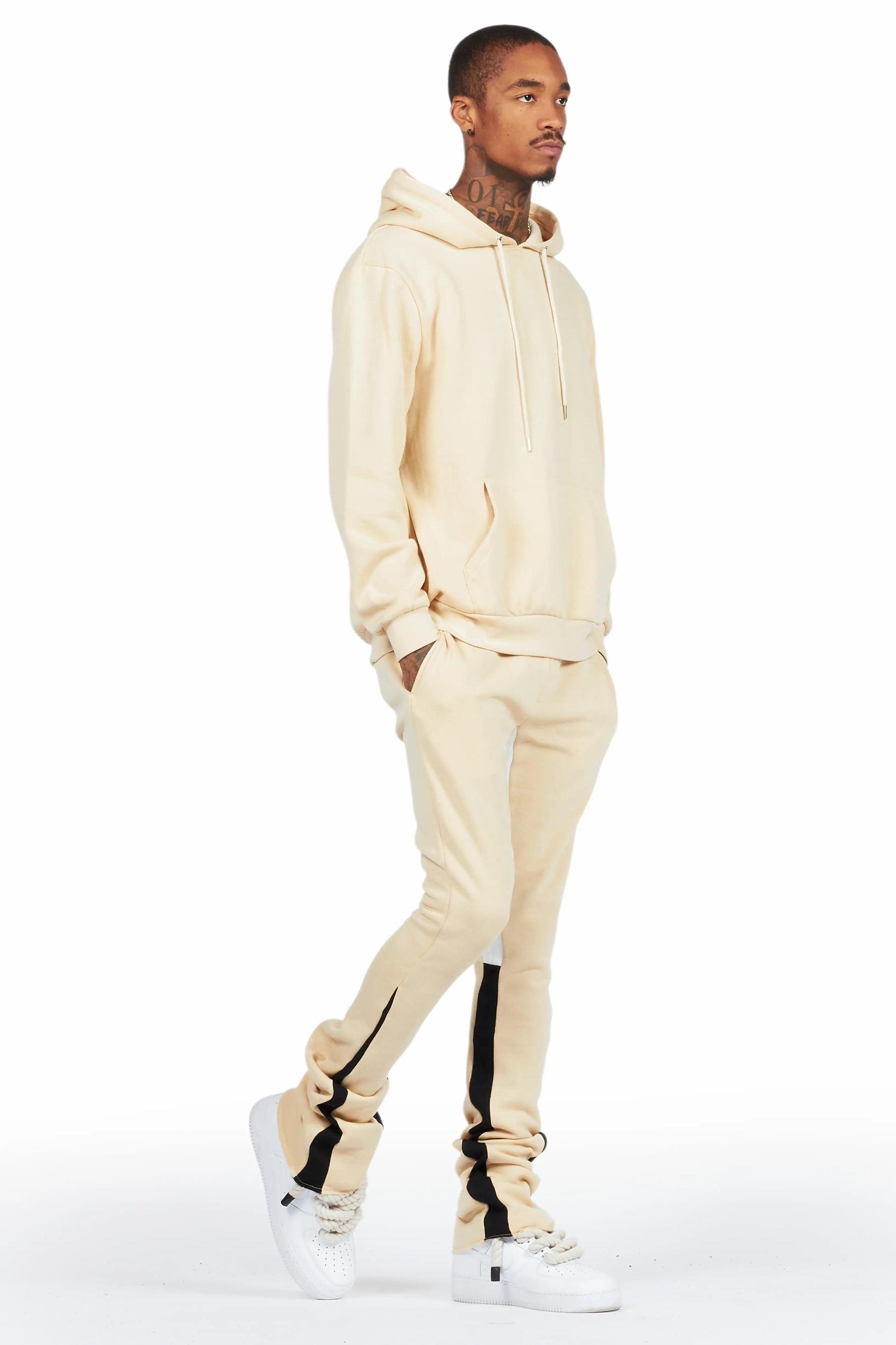 Basic Beige Hoodie/Stacked Flare Track Set Male Product Image