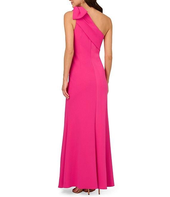 Adrianna Papell Stretch Crepe Bow One Shoulder Mermaid Gown Product Image