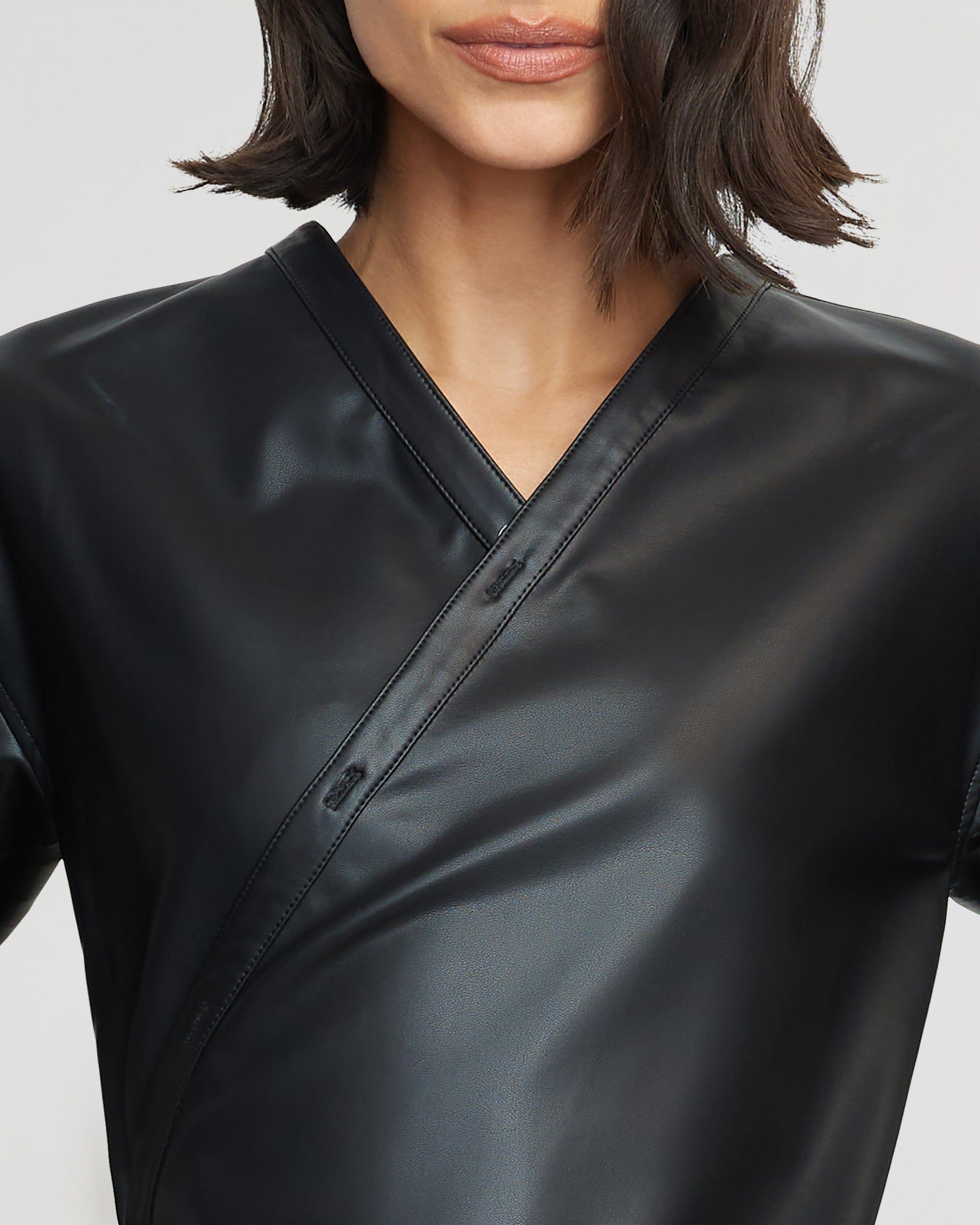 Sarit Vegan Leather Wrap Top Product Image