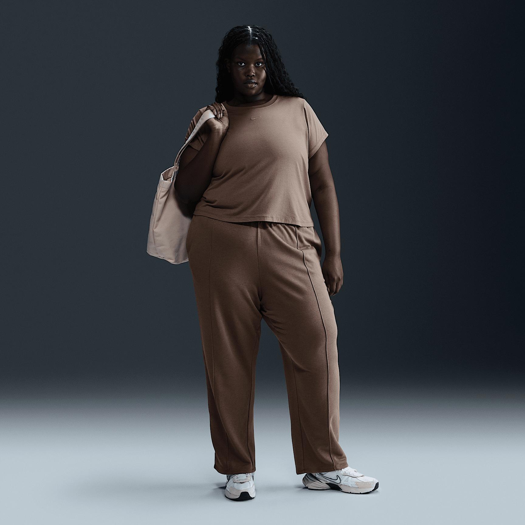 Womens Nike Sportswear Chill Terry Mid-Rise French Terry Open-Hem Sweatpants (Plus Size) | HF6460-233 Product Image