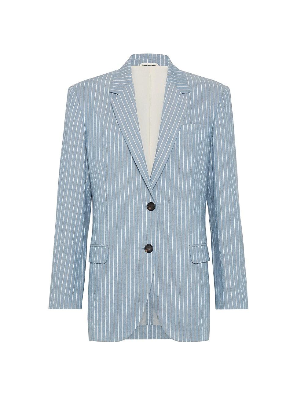 Womens Linen and Hemp Chalk Stripe Twill Blazer Product Image