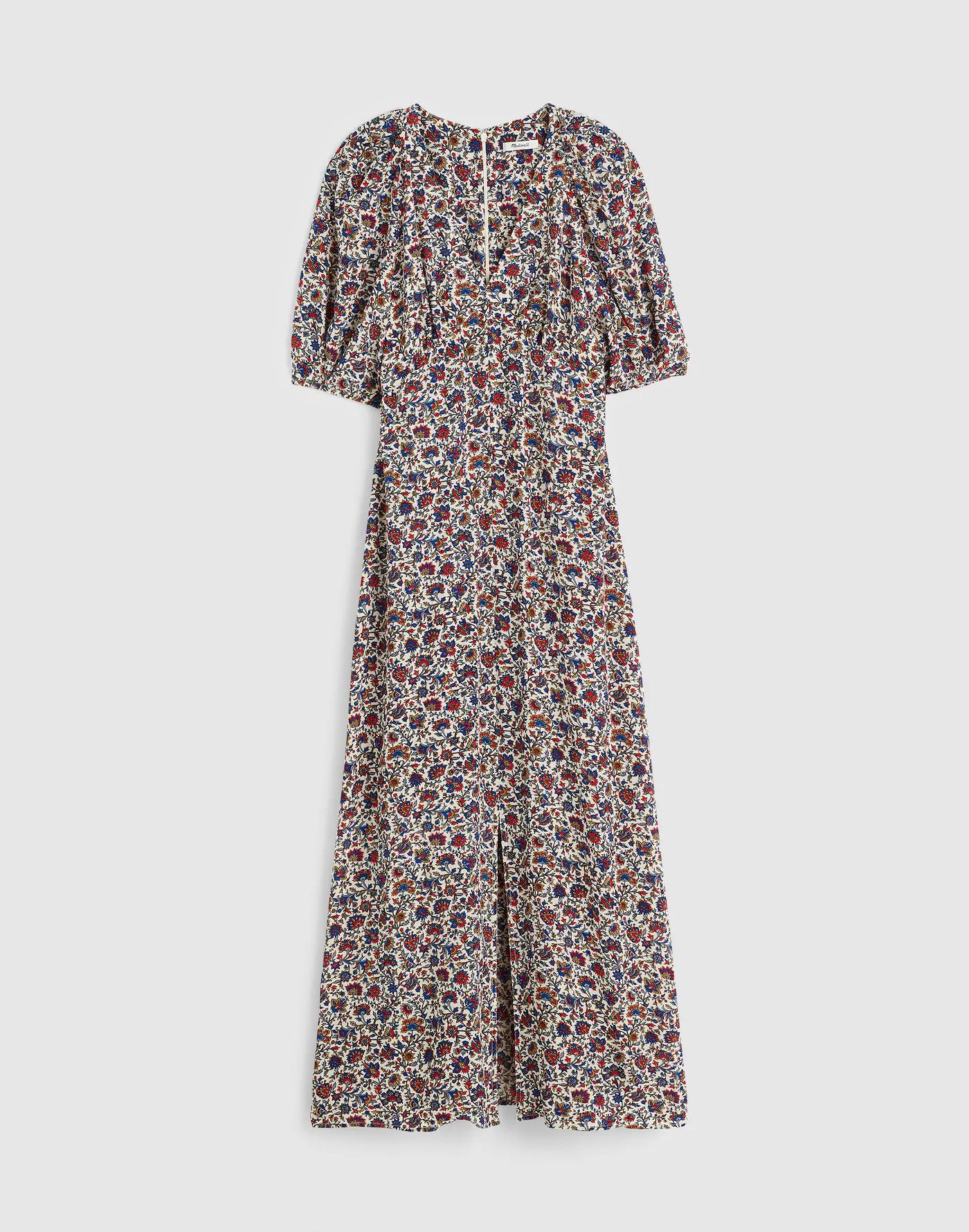 Puff-Sleeve Empire Maxi Dress in Floral Product Image