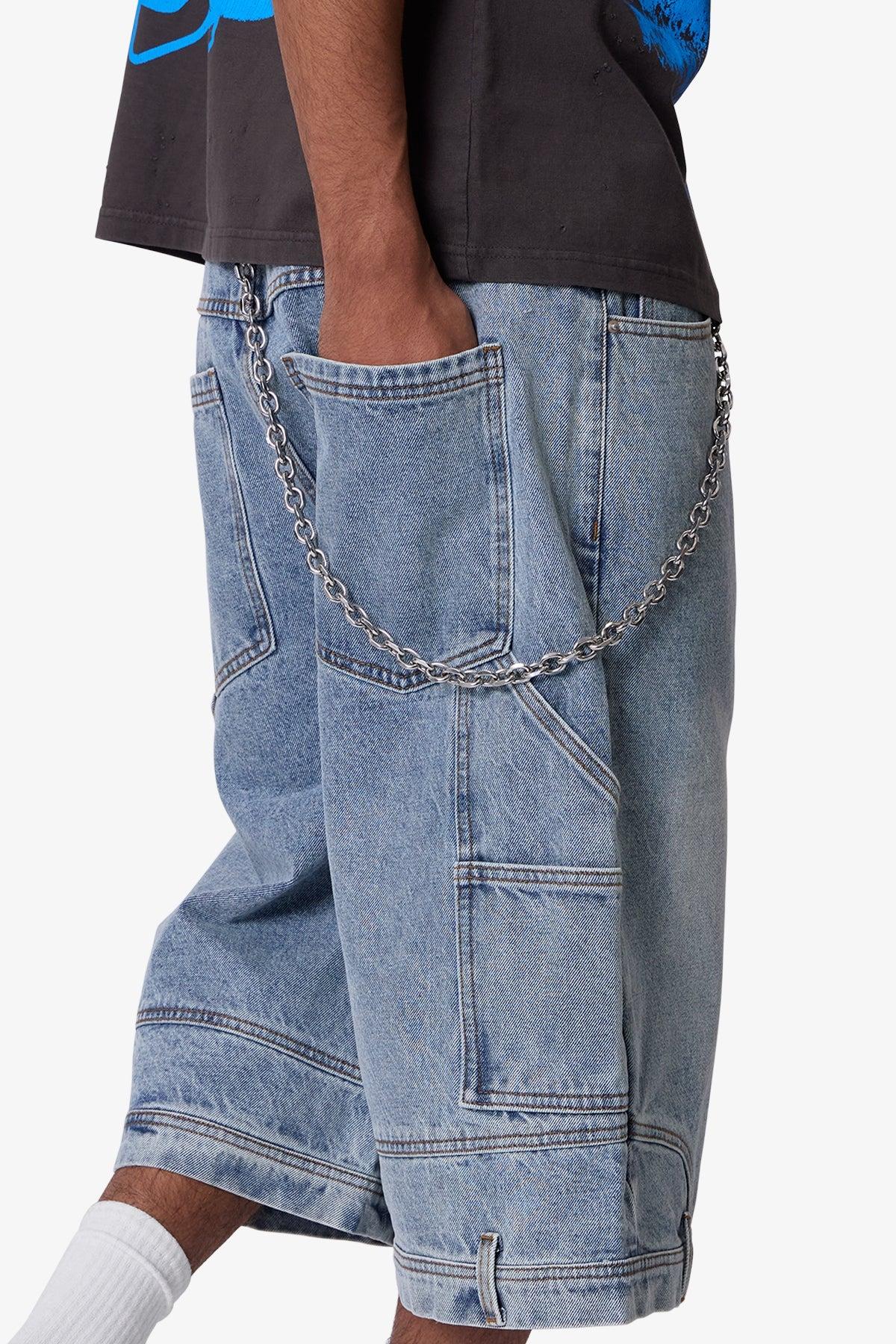Ultra Baggy Reconstructed Denim Shorts - Blue Product Image