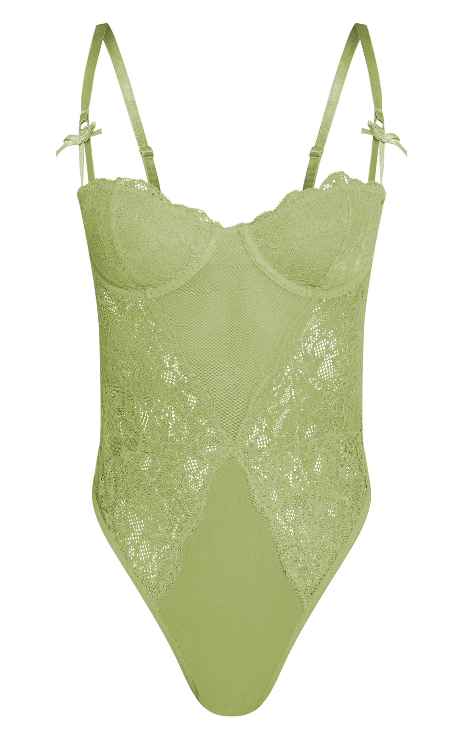 Lime Lace Underwired Lingerie Bodysuit Product Image