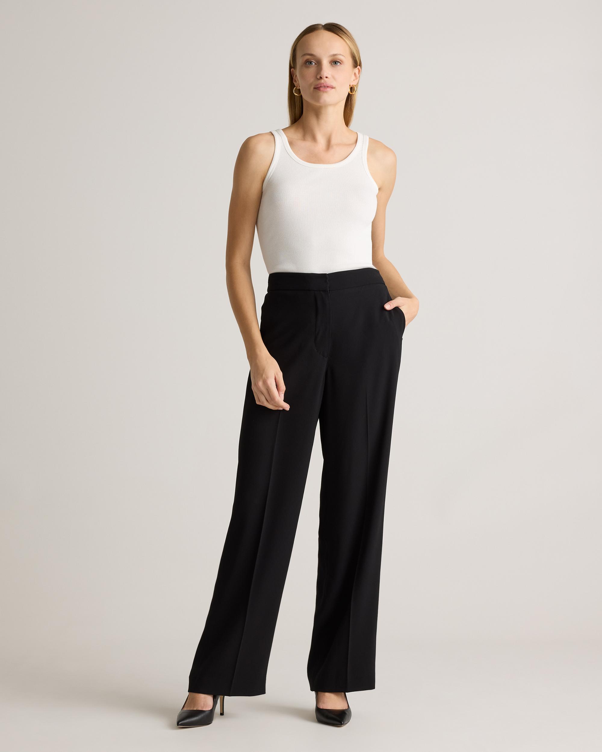 Quince | Women's Stretch Crepe Classic Trouser Pants Recycled Polyester Product Image